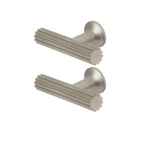 GoodHome Sumac Brushed Silver Nickel effect Bar Kitchen cabinets Handle (L)60mm (H)20mm, Pack of 2