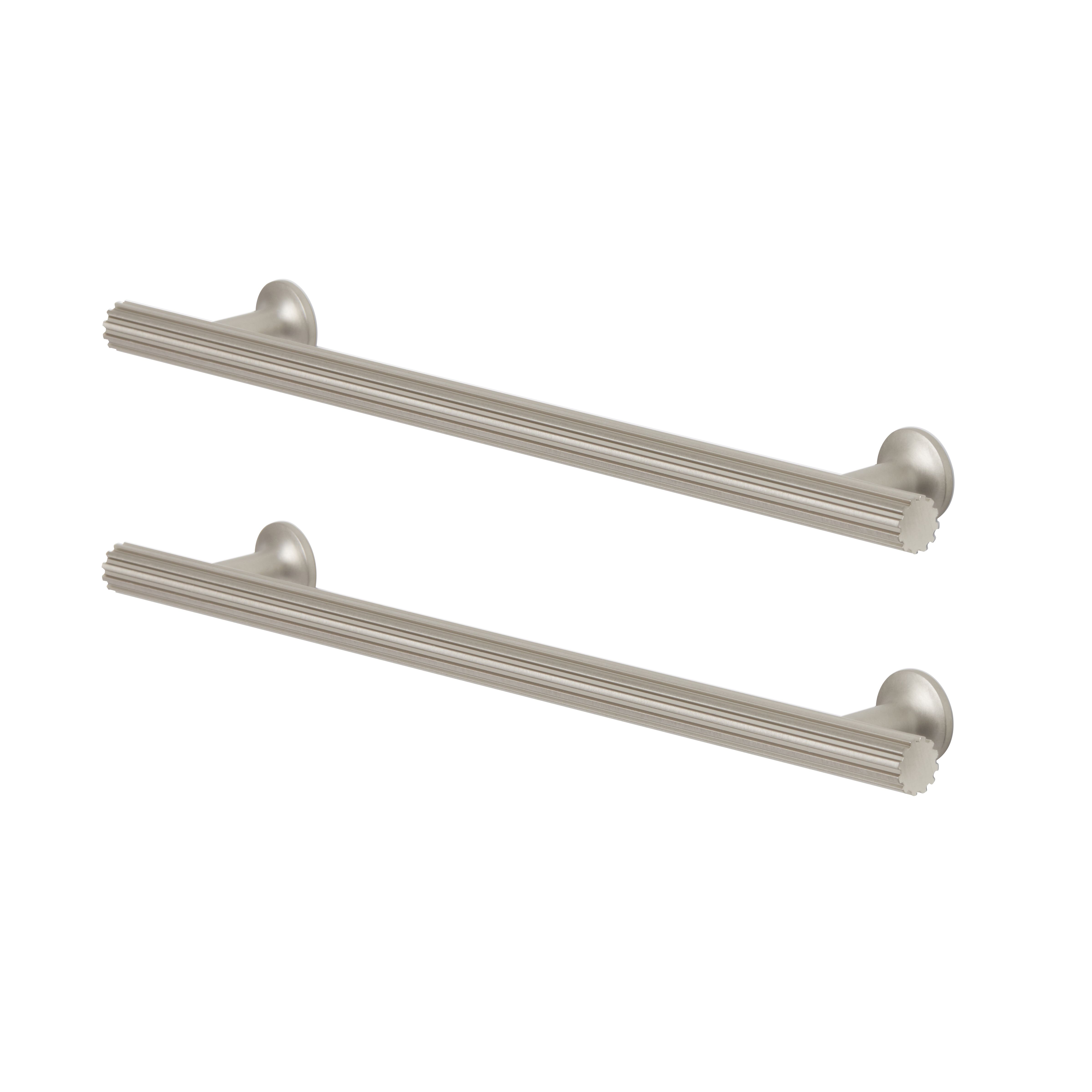 GoodHome Sumac Nickel effect Silver Kitchen cabinets Bar Handle (L)24.2cm (D)33mm, Pack of 2