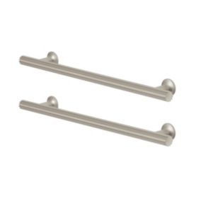 GoodHome Sumac Nickel effect Silver Kitchen cabinets Bar Handle (L)24.2cm (D)33mm, Pack of 2