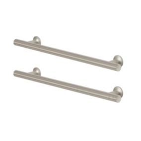 GoodHome Sumac Nickel effect Silver Kitchen cabinets Handle (L)24.2cm, Pack of 2