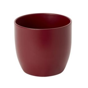 GoodHome Sun dried tomato Ceramic Circular Plant pot (Dia) 14.4cm, (H)12.5cm, 1.4L