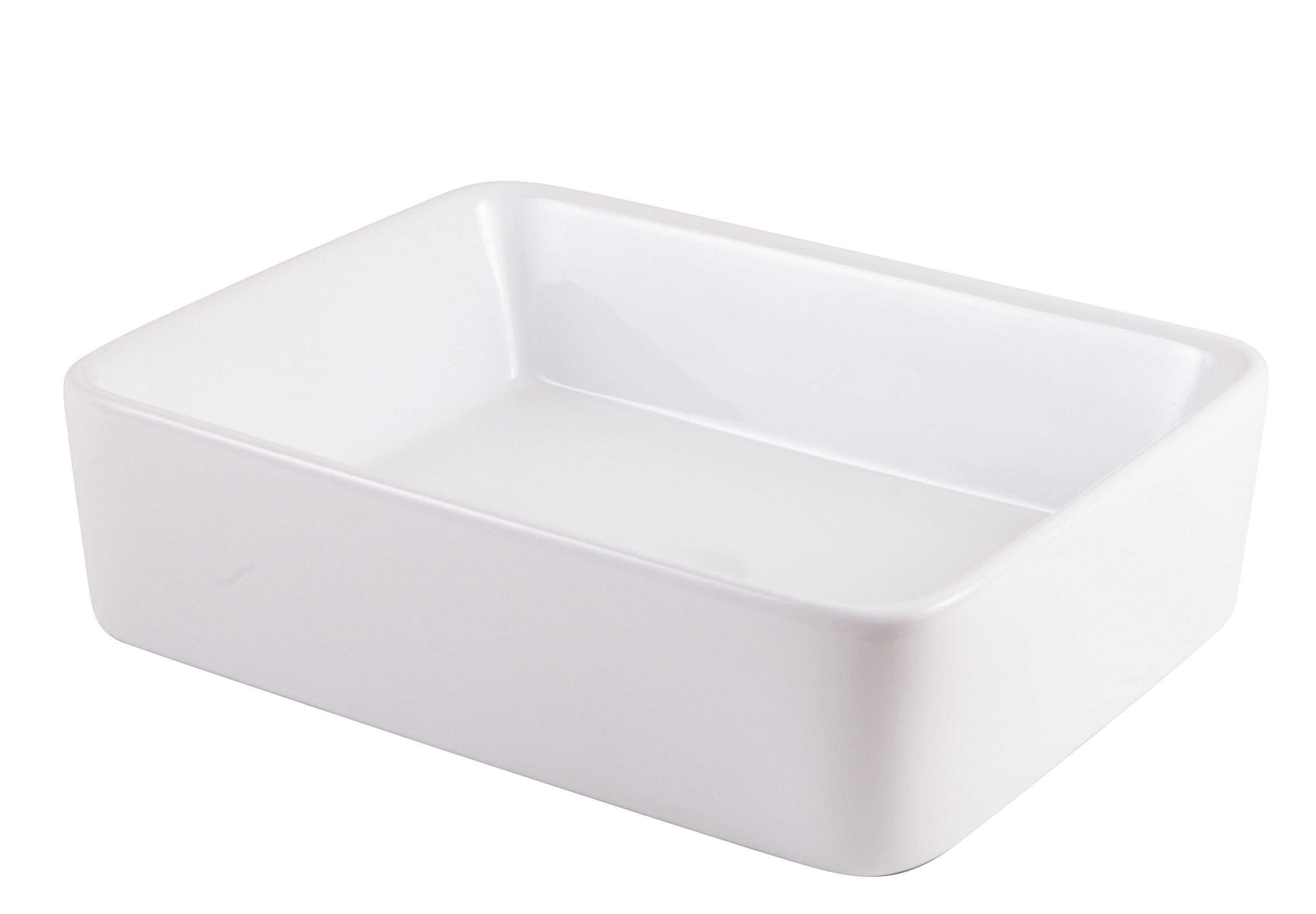 GoodHome Surma Gloss White Rectangular Counter top Basin (W)48cm