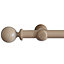 GoodHome Symi Matt Neutral Oak effect Fixed Ball Curtain pole Set, (L)2m (Dia)35mm
