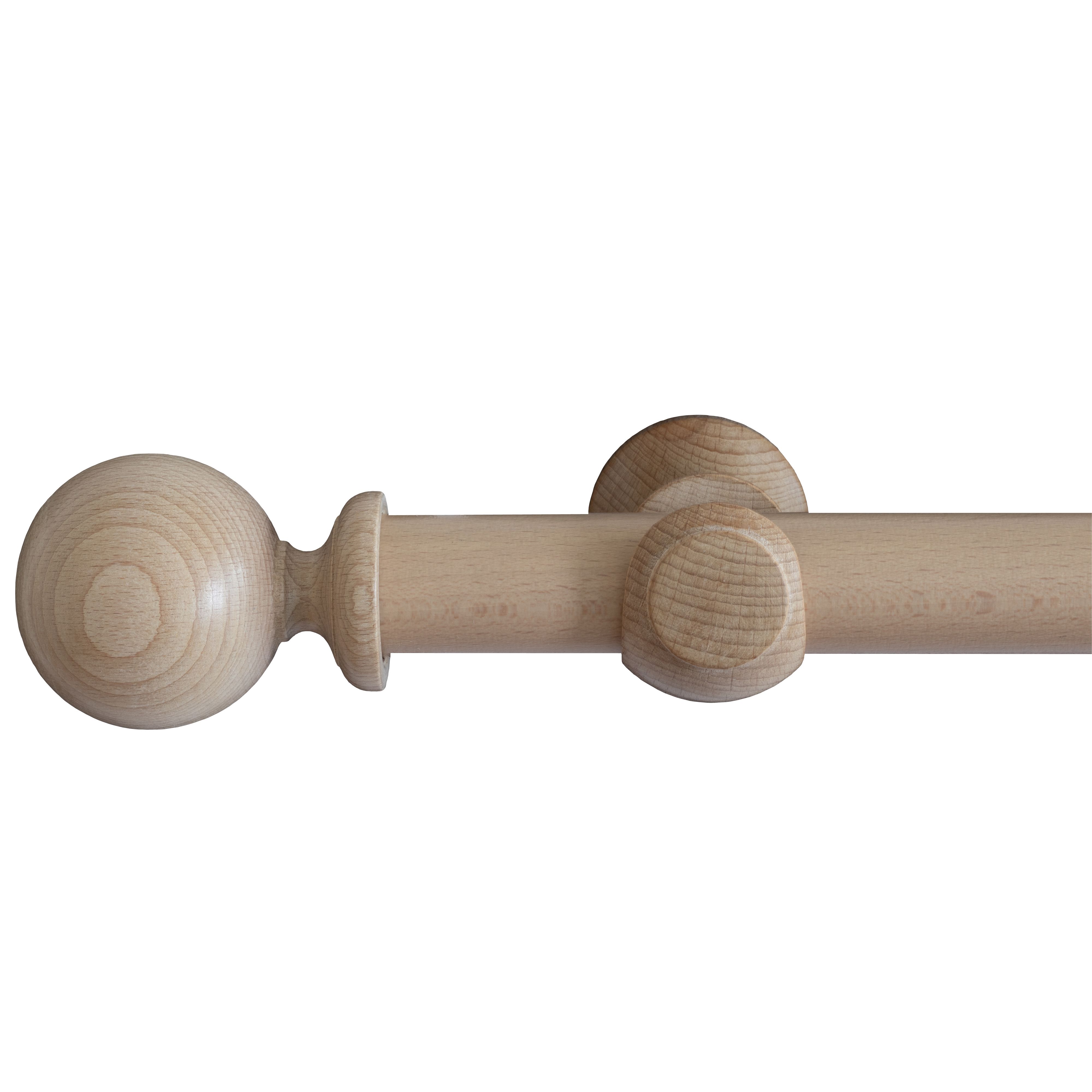 GoodHome Symi Matt Neutral Oak effect Fixed Ball Curtain pole Set, (L)2m (Dia)35mm