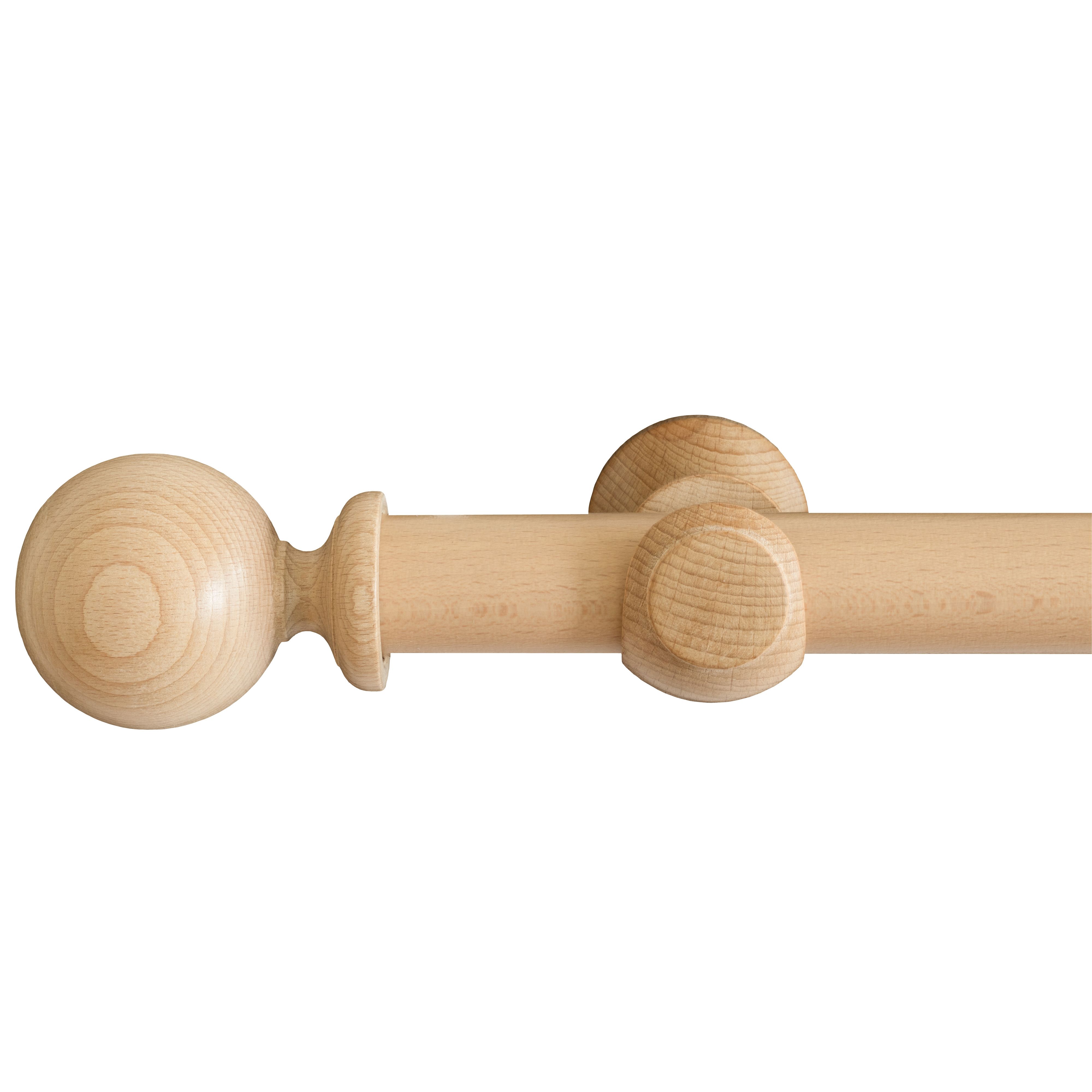 GoodHome Symi Matt Neutral Oak effect Fixed Ball Curtain pole Set, (L)3m ( Dia)35mm