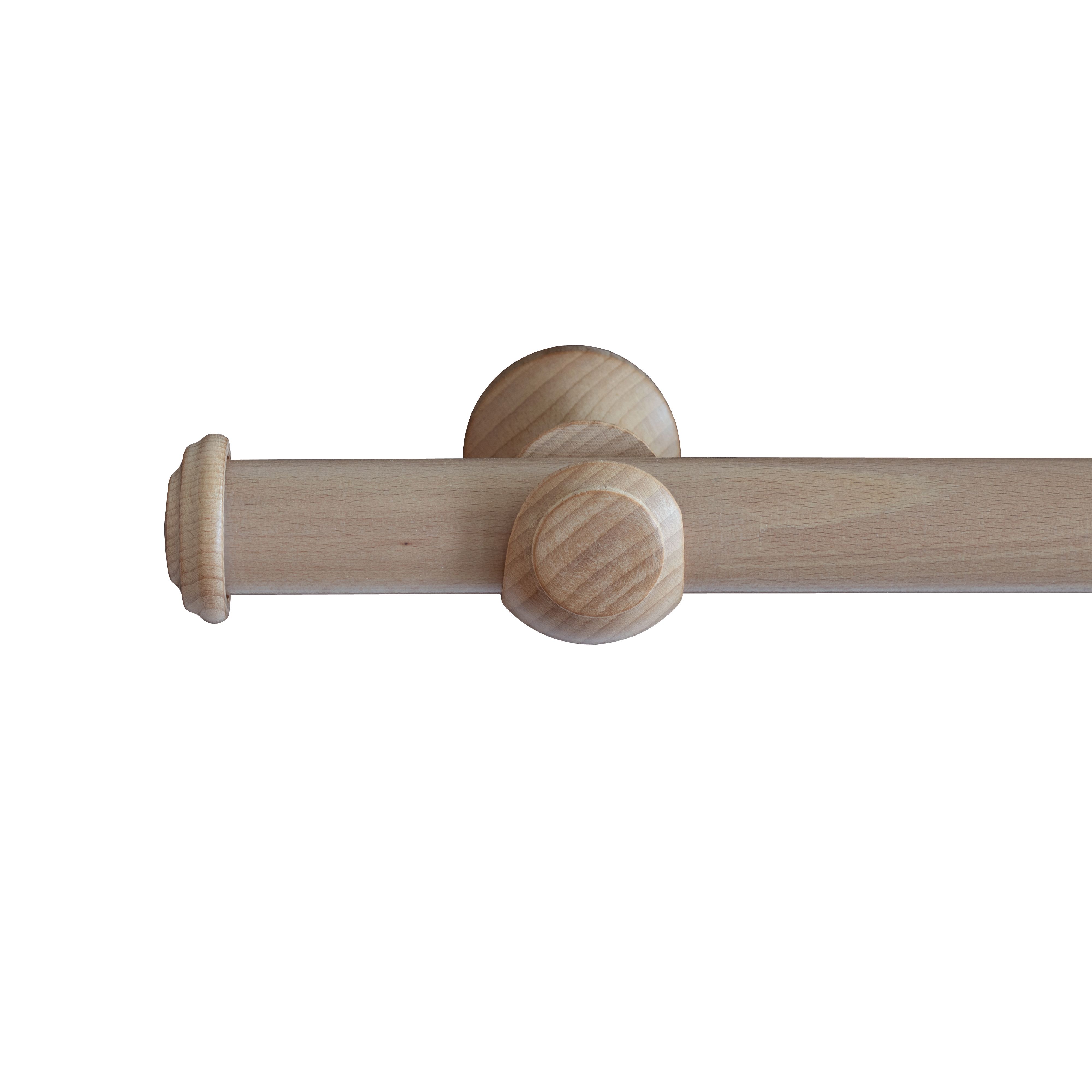 GoodHome Symi Matt Neutral Oak effect Fixed Button Curtain pole Set, (L)2m (Dia)35mm