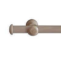GoodHome Symi Matt Neutral Oak effect Fixed Button Curtain pole Set, (L)3m (Dia)35mm