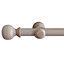 GoodHome Symi Matt Neutral Oak effect Fixed Lined Ball Curtain pole Set, (L)3m (Dia)35mm