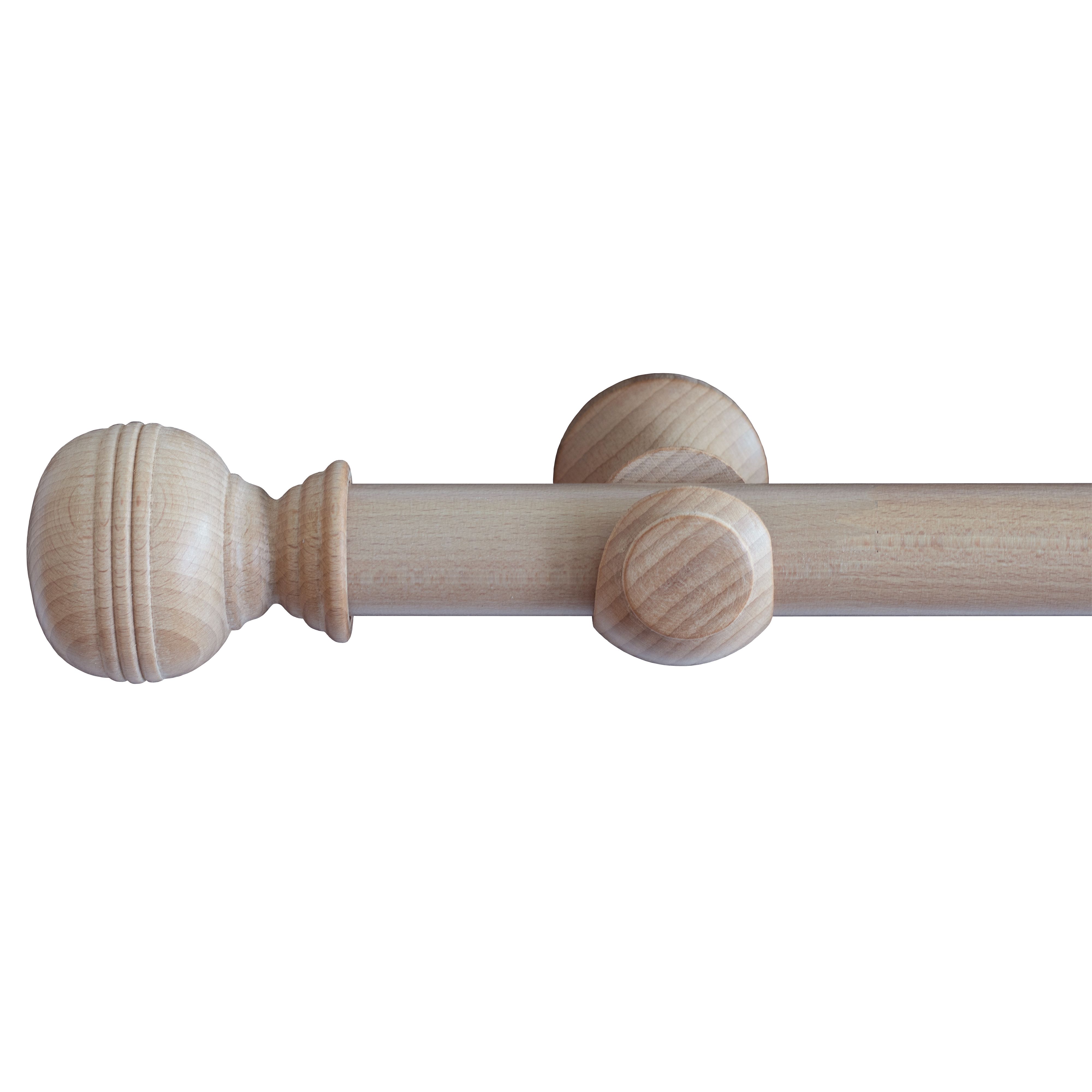 GoodHome Symi Matt Neutral Oak effect Fixed Lined Ball Curtain pole Set, (L)3m (Dia)35mm