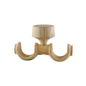 GoodHome Symi Natural Wood Double ceiling Curtain pole bracket (Dia)28mm