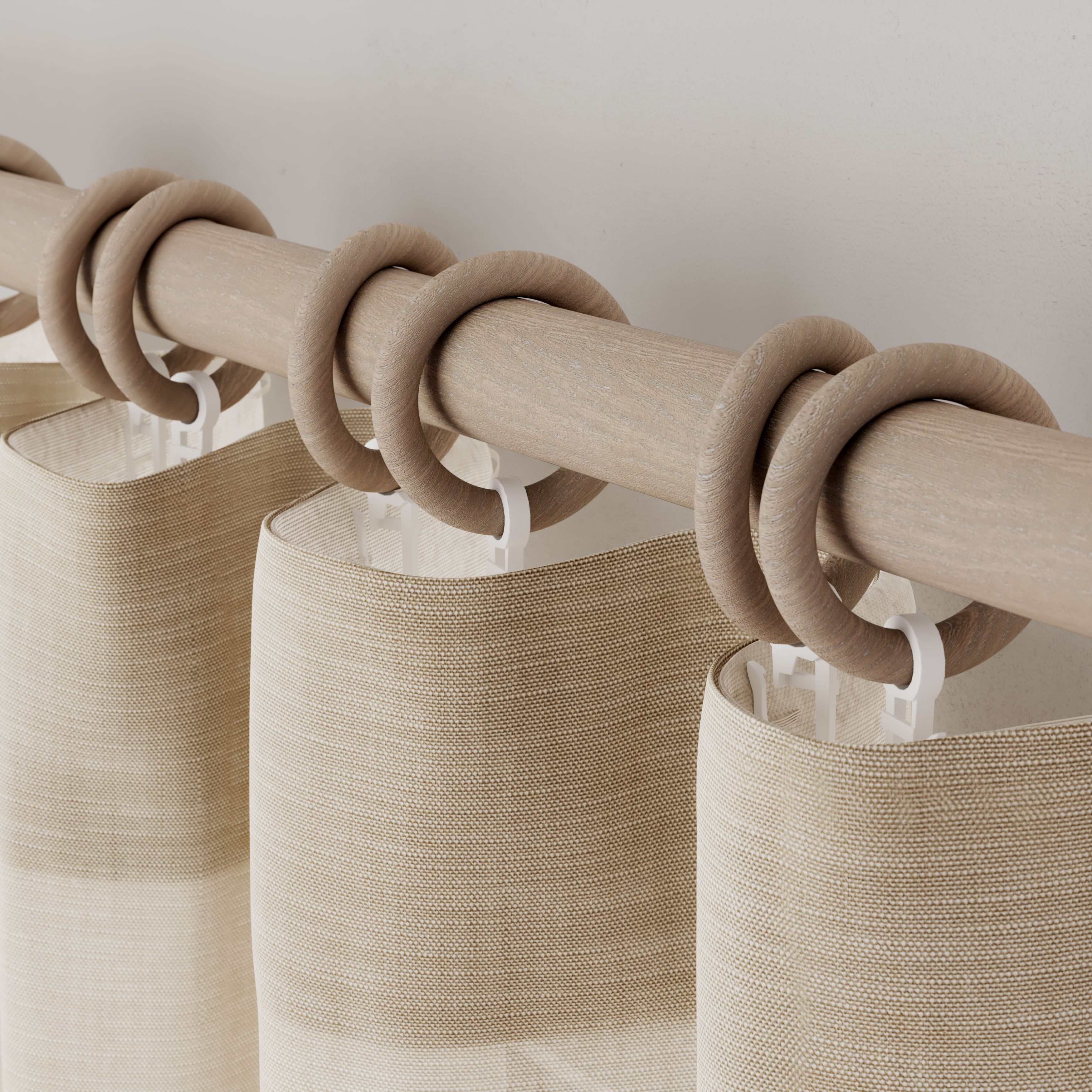 GoodHome Symi Oak effect Natural Curtain ring (Dia)28mm, Pack of 10 ...