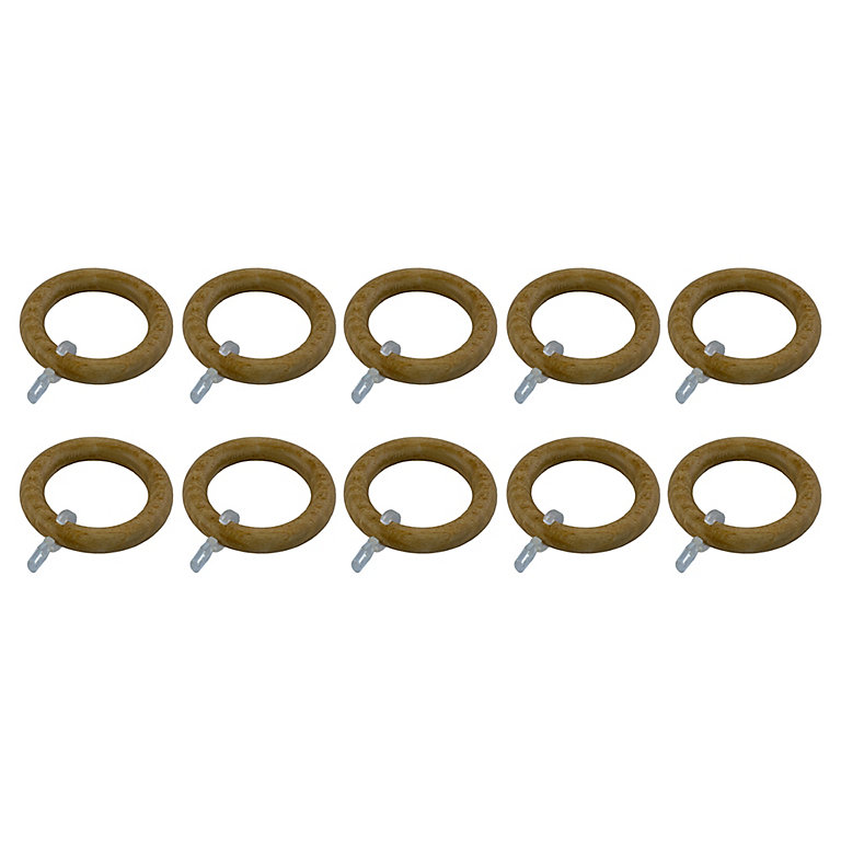 4 10 PACK SET CURTAIN POLE SPARE RINGS TO FIT 28MM WOOD WOODEN HANGING HOOKS 