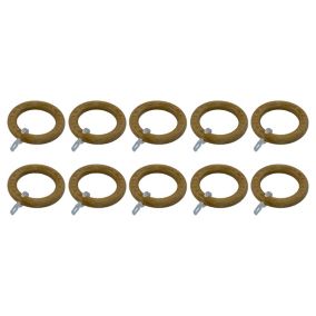 GoodHome Symi Oak effect Natural Curtain ring (Dia)28mm, Pack of 10