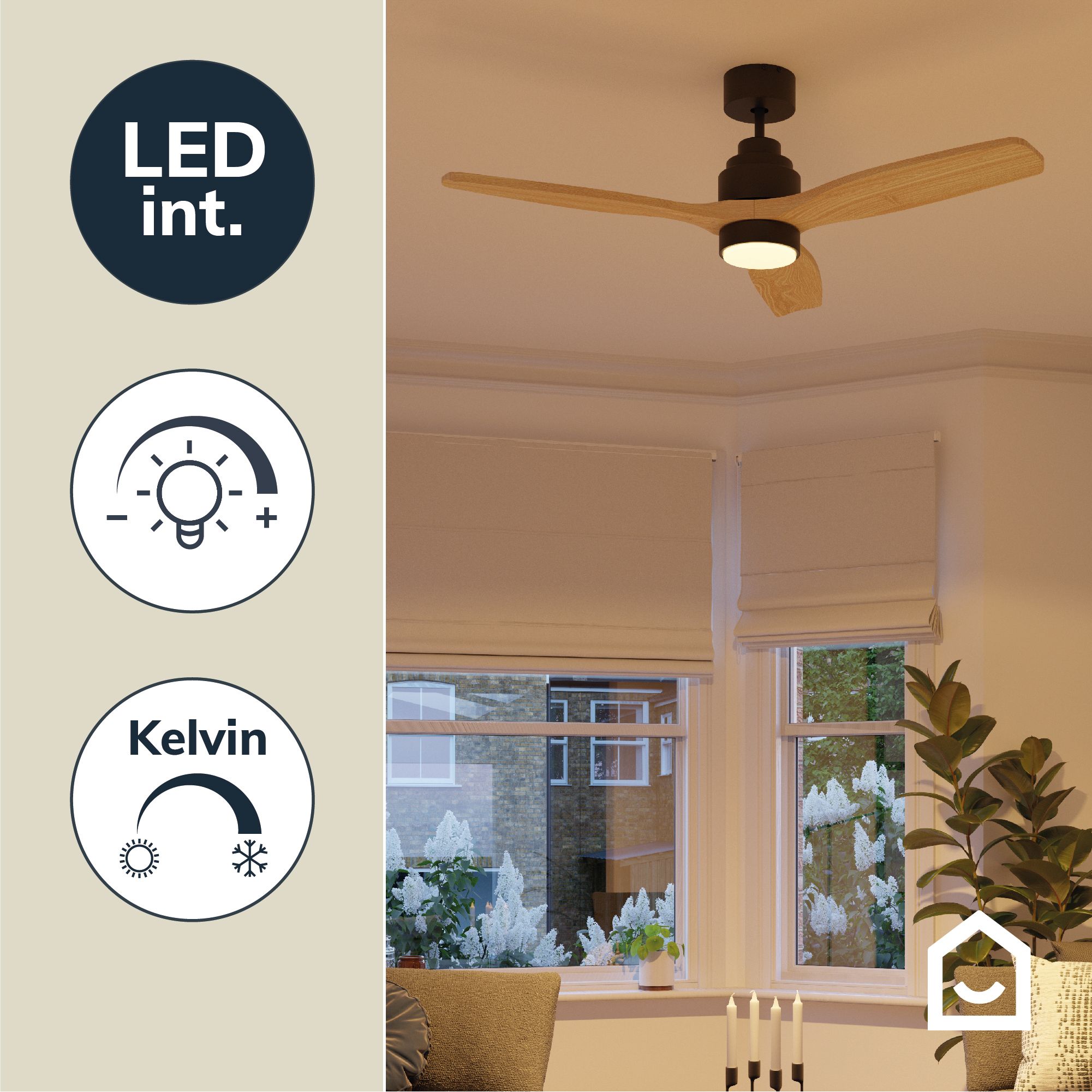 GoodHome Szilard Modern LED Ceiling fan light