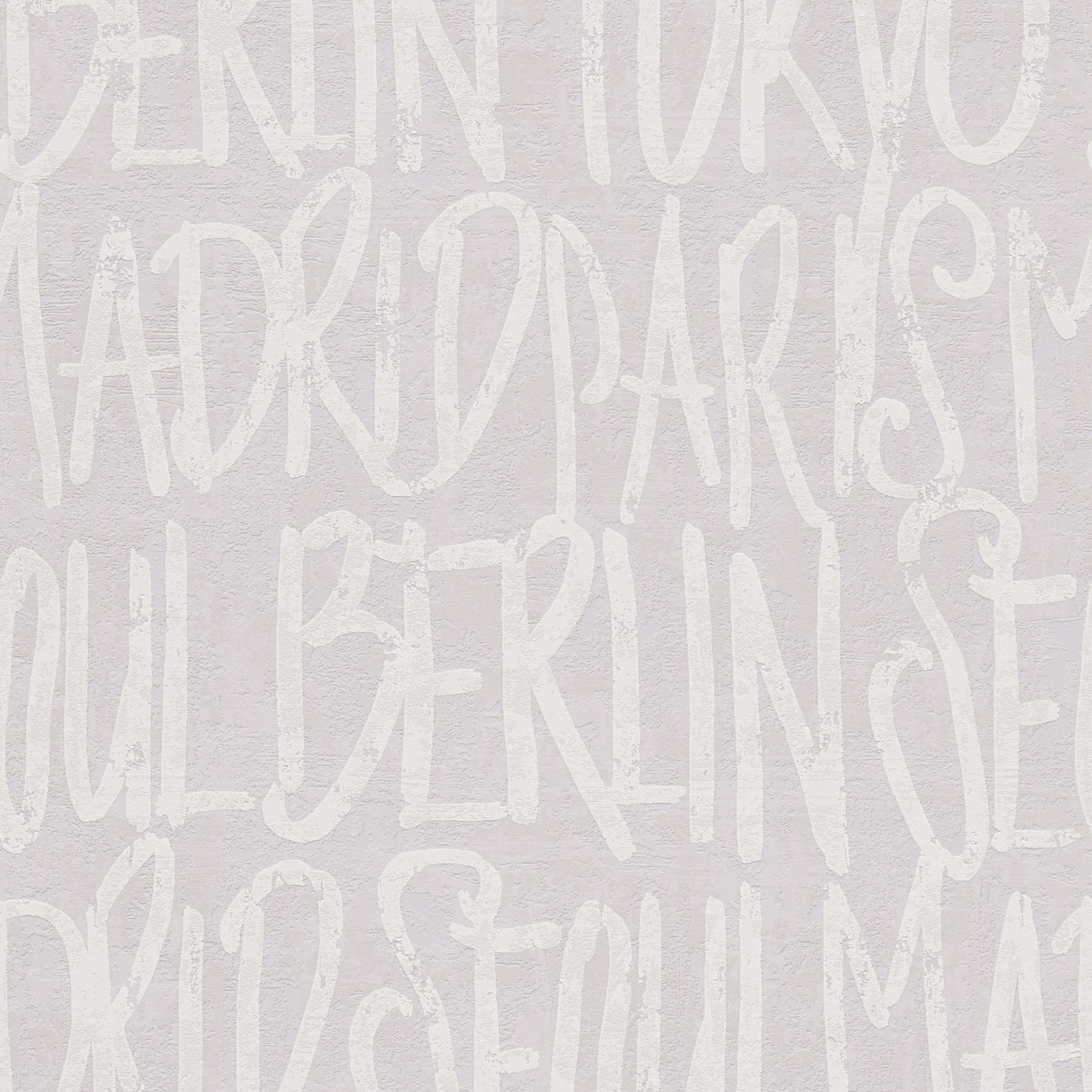 GoodHome Tamarix Light grey Distressed effect Wording Textured Wallpaper