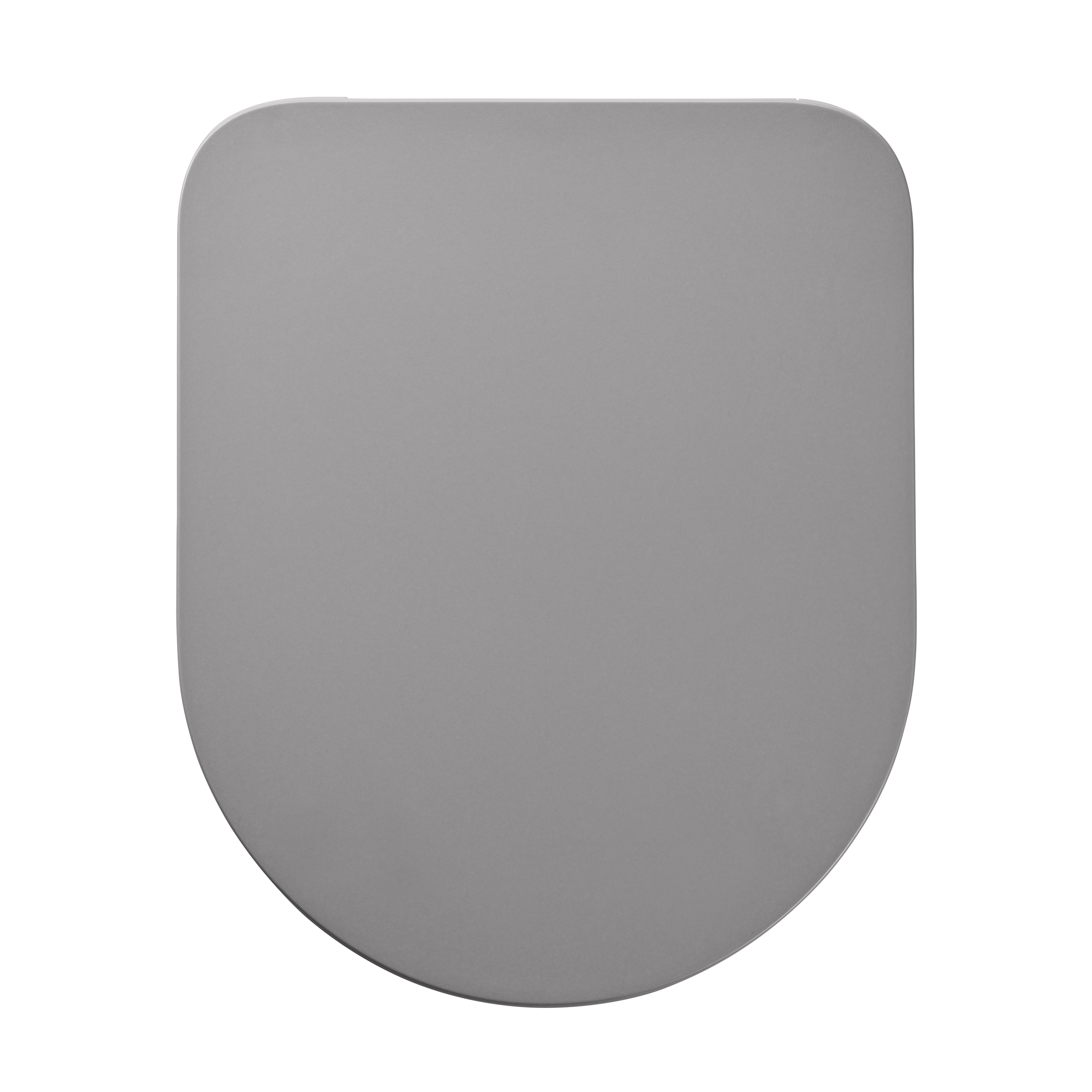 GoodHome Tanaro Grey D-shaped Soft close Toilet seat