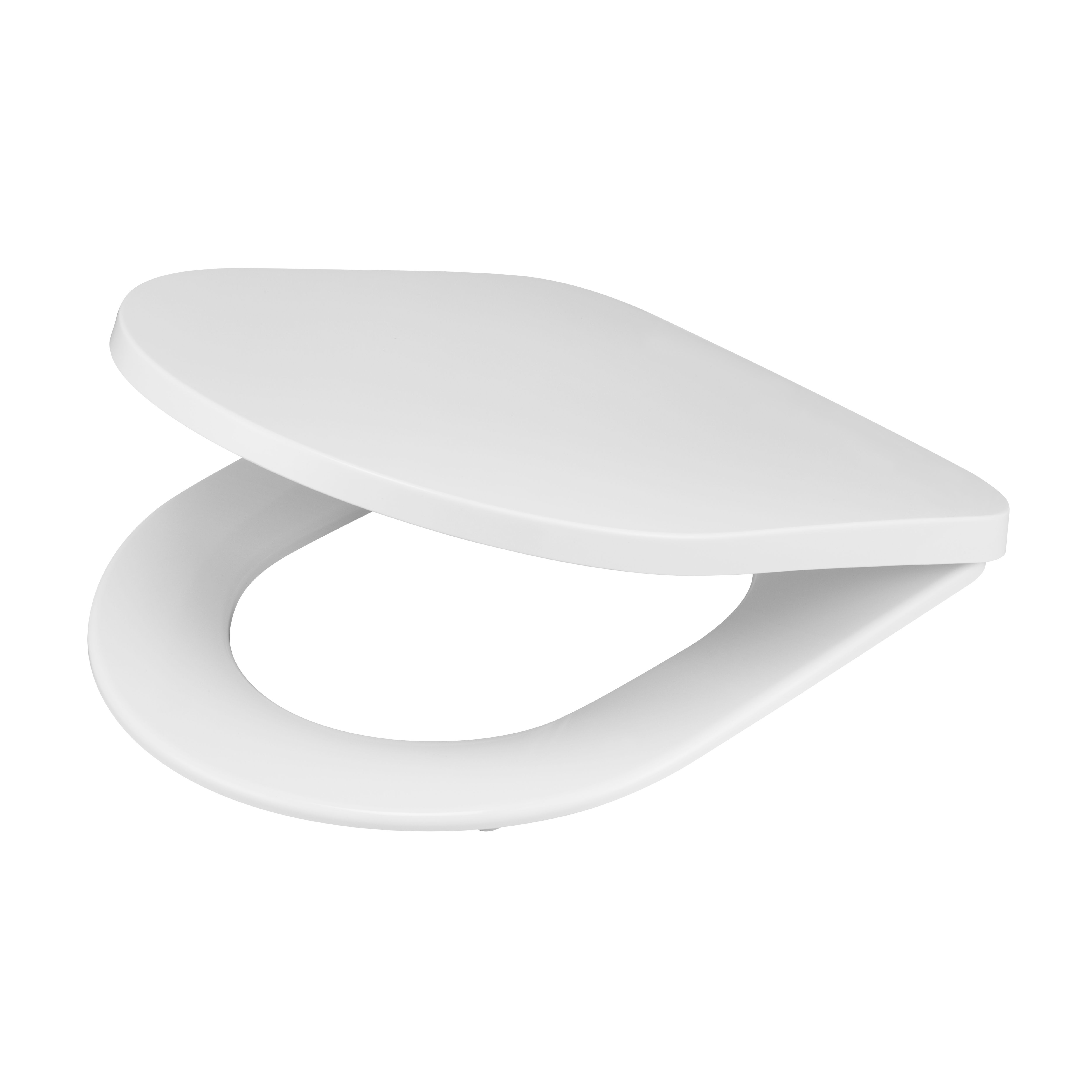 GoodHome Tanaro White D shaped Soft close Toilet seat DIY at B Q