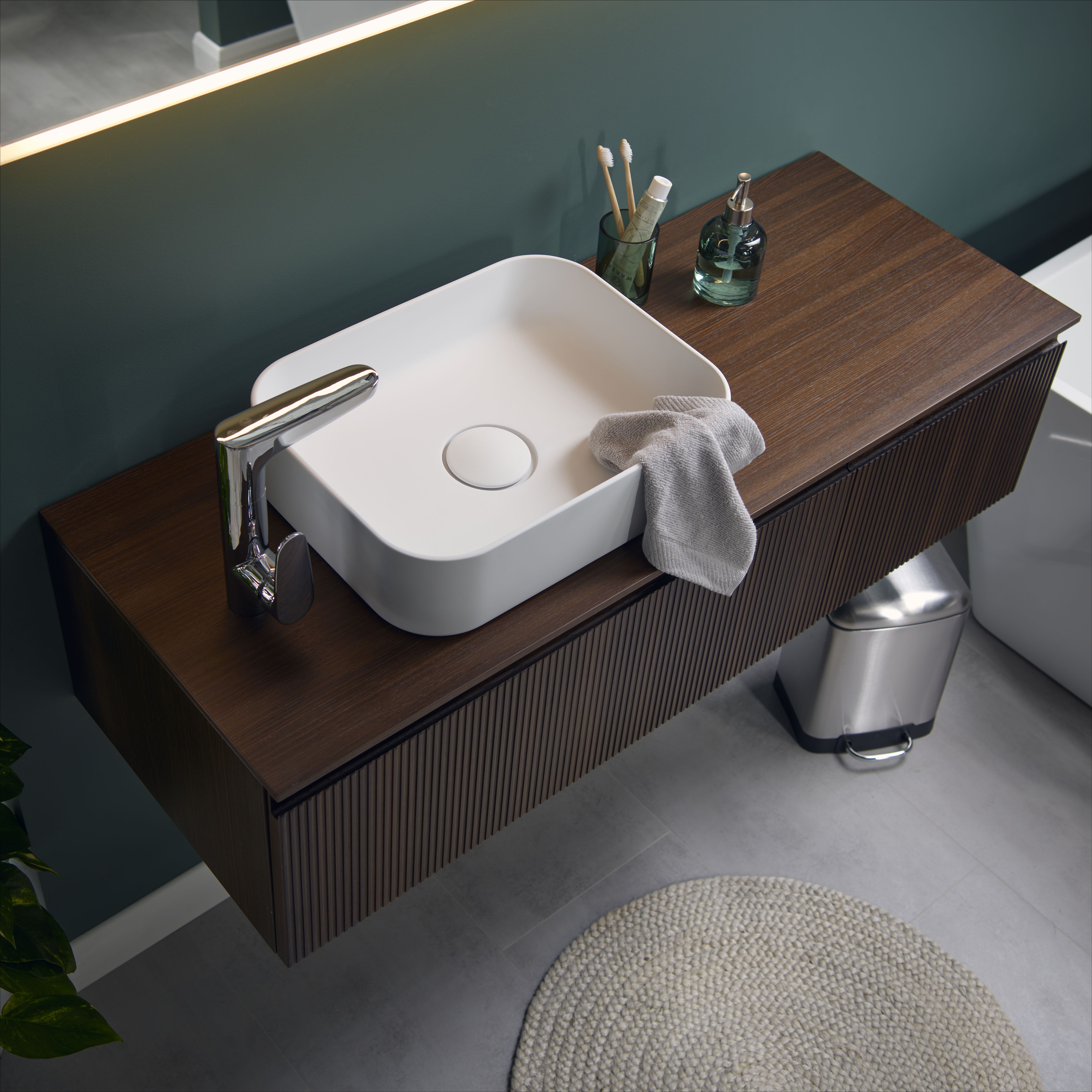 GoodHome Tanera Green Glass Freestanding Soap dispenser