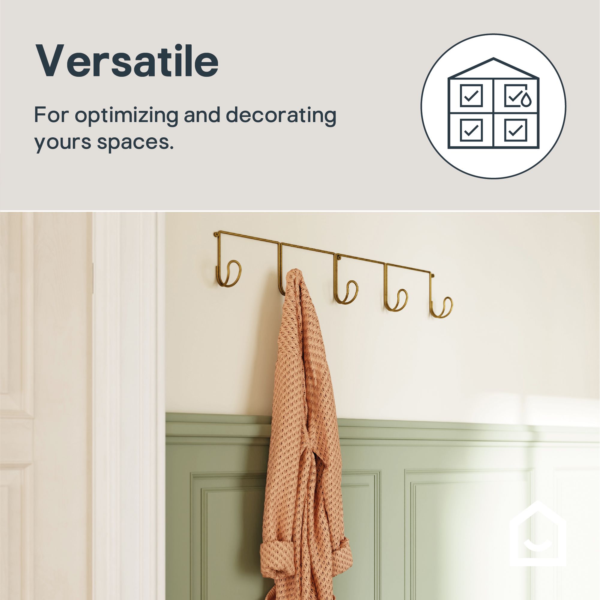 GoodHome Tapered Twist Gloss Bronze effect Steel 5 Hook rail (L)685mm ...