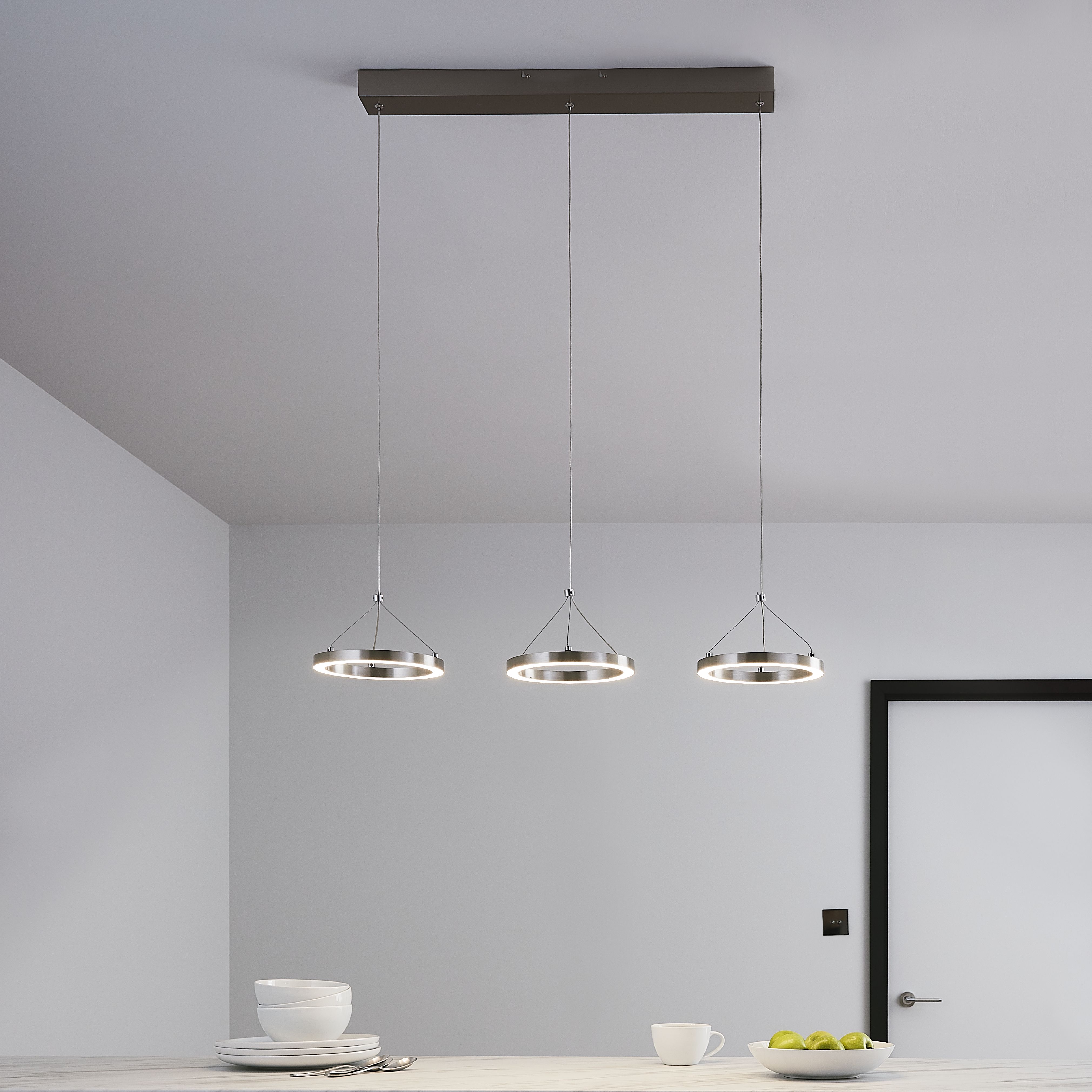 GoodHome Taphao Chrome effect 3 Lamp LED Pendant ceiling light, (Dia)200mm