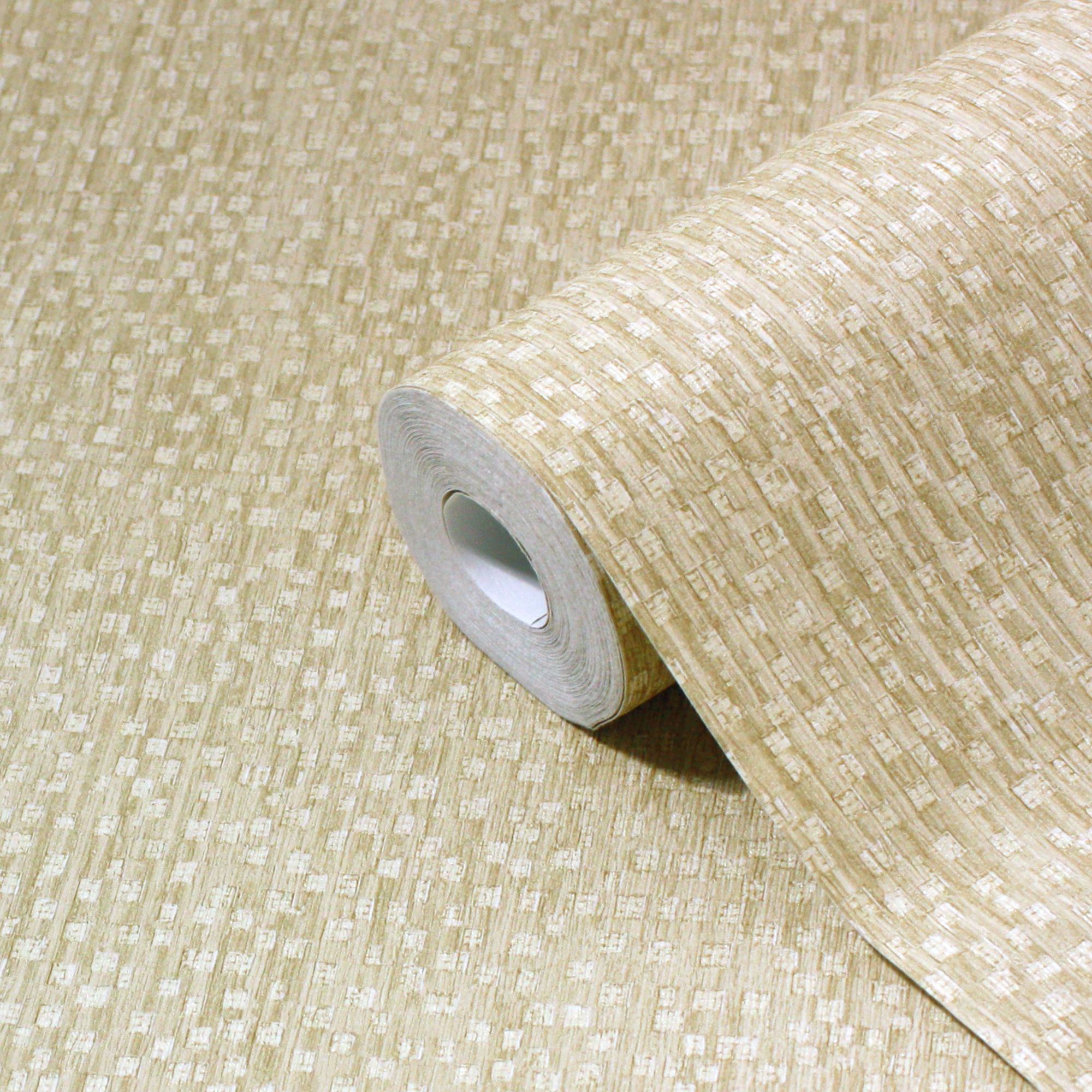 GoodHome Tarenna Gold effect Textured Wallpaper Sample DIY at B&Q