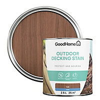 GoodHome Teak Matt Quick dry Decking Wood stain, 2.5L