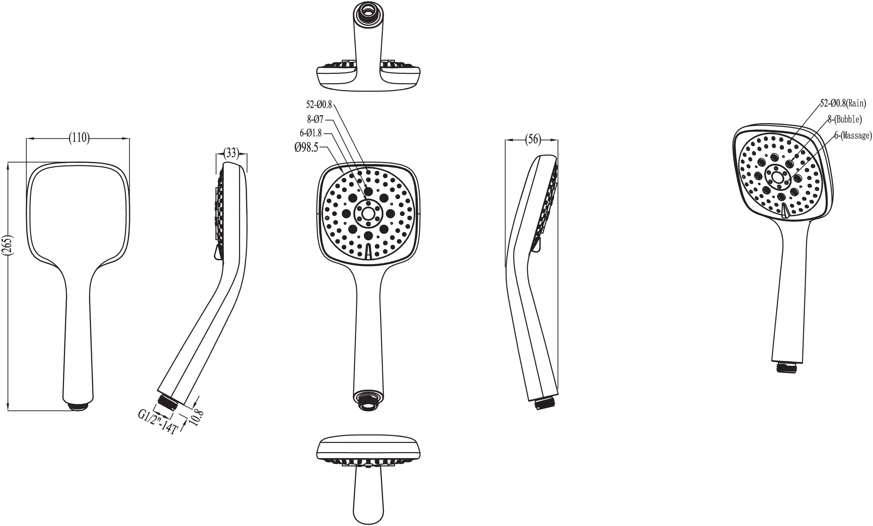 GoodHome Teesta 3-spray pattern Chrome effect Shower head - 5