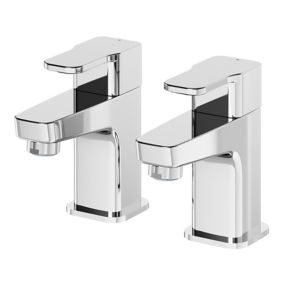 GoodHome Teesta Chrome effect Bath Pillar Tap, Pair