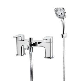 GoodHome Teesta Chrome effect Freestanding Bath Mixer tap with shower kit