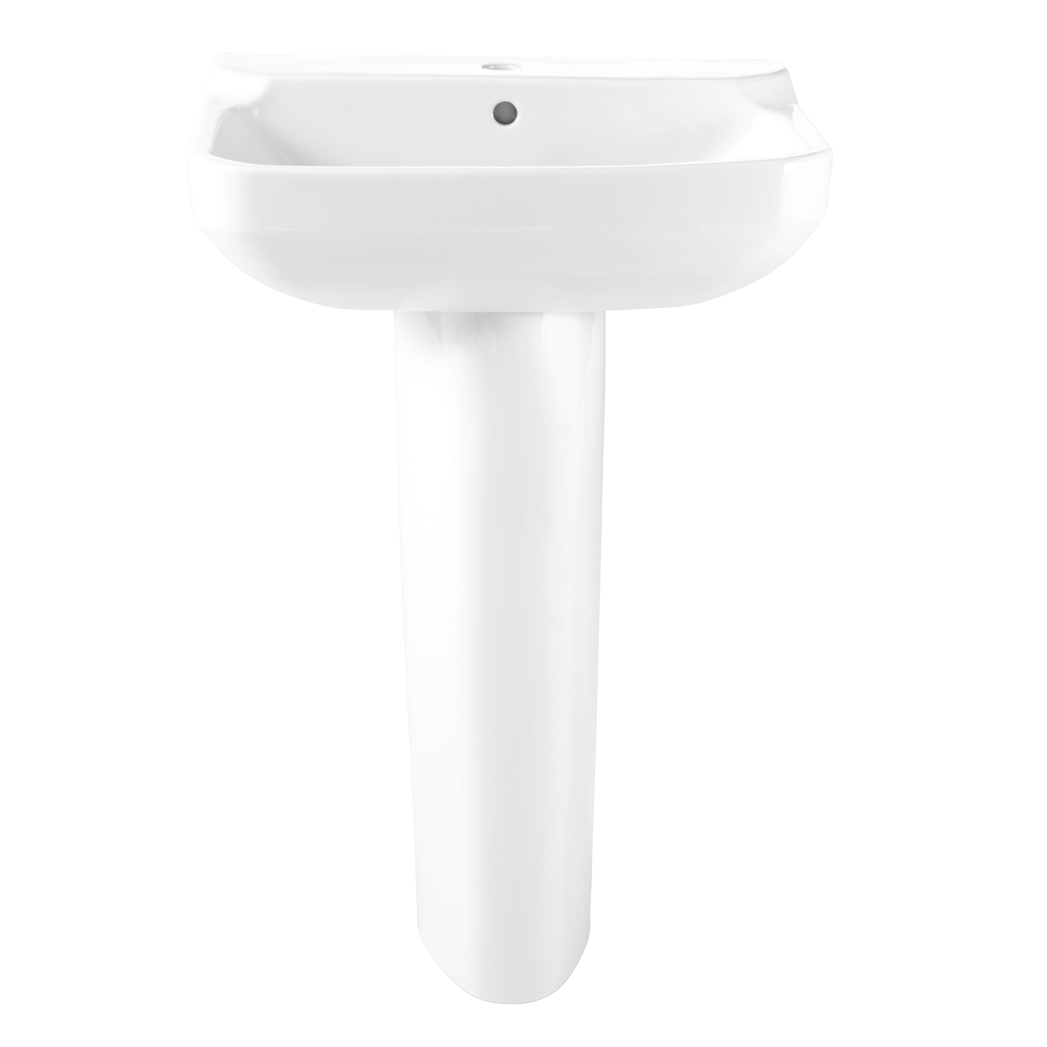 GoodHome Teesta Gloss White Oval Full pedestal 1 tap hole Basin (H)85.7cm (W)56cm
