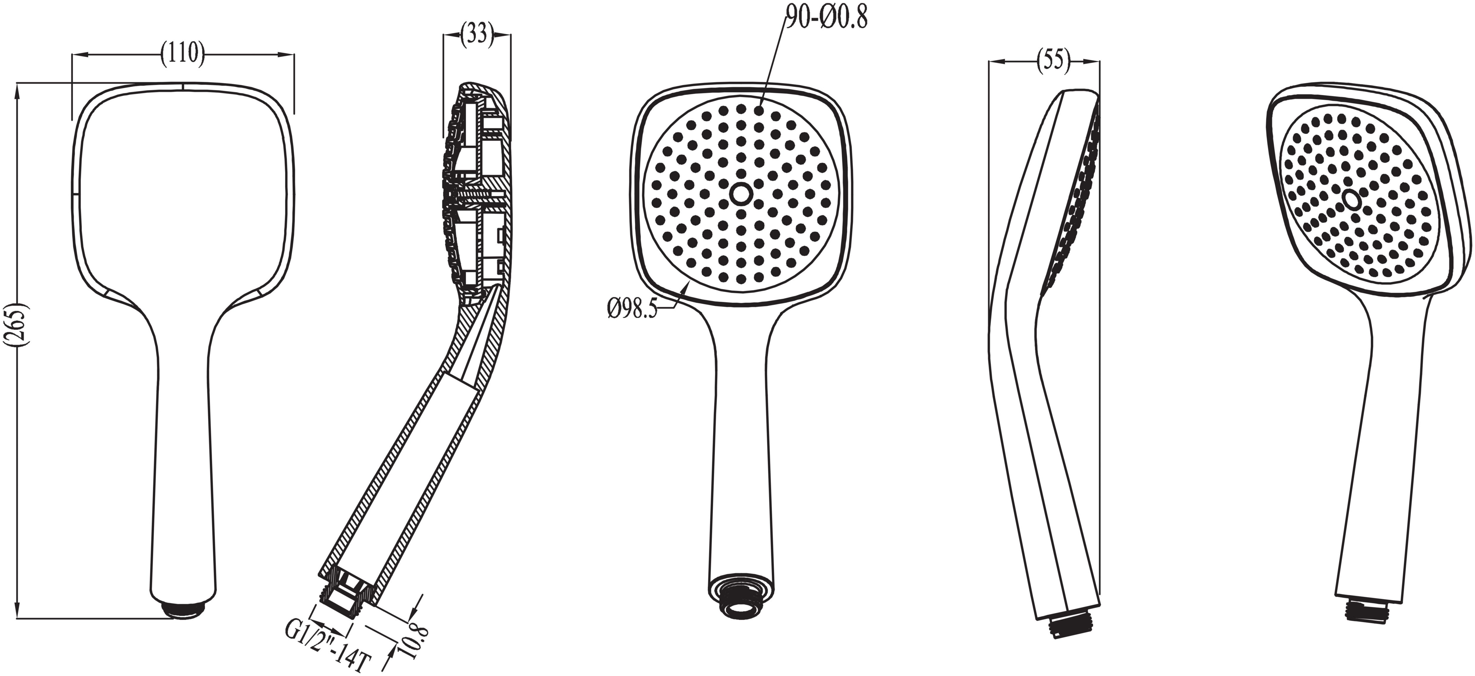 GoodHome Teesta Single-spray pattern Handset Shower head