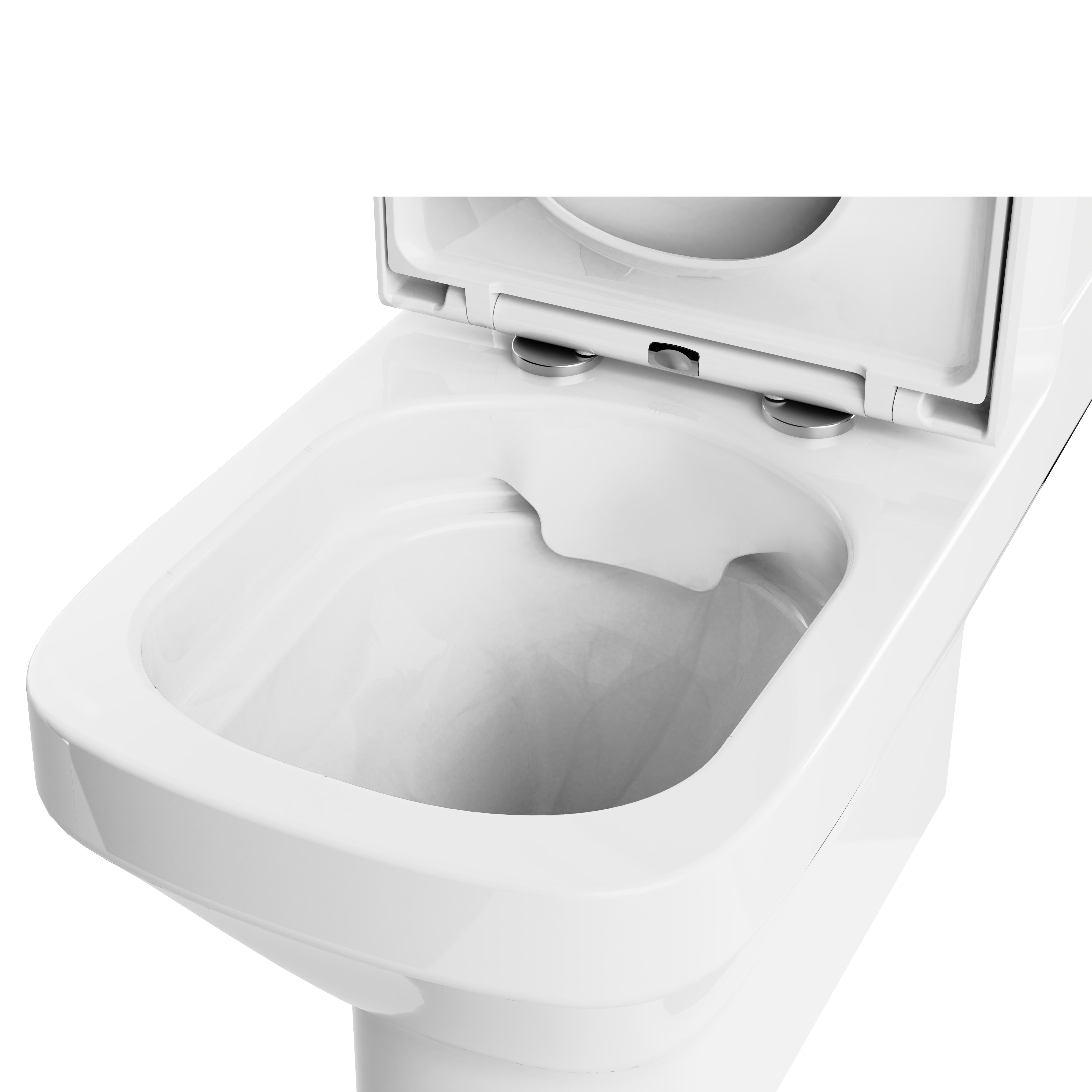 GoodHome Teesta White Back to wall close-coupled Square Toilet set with Soft close seat & Exposed cistern