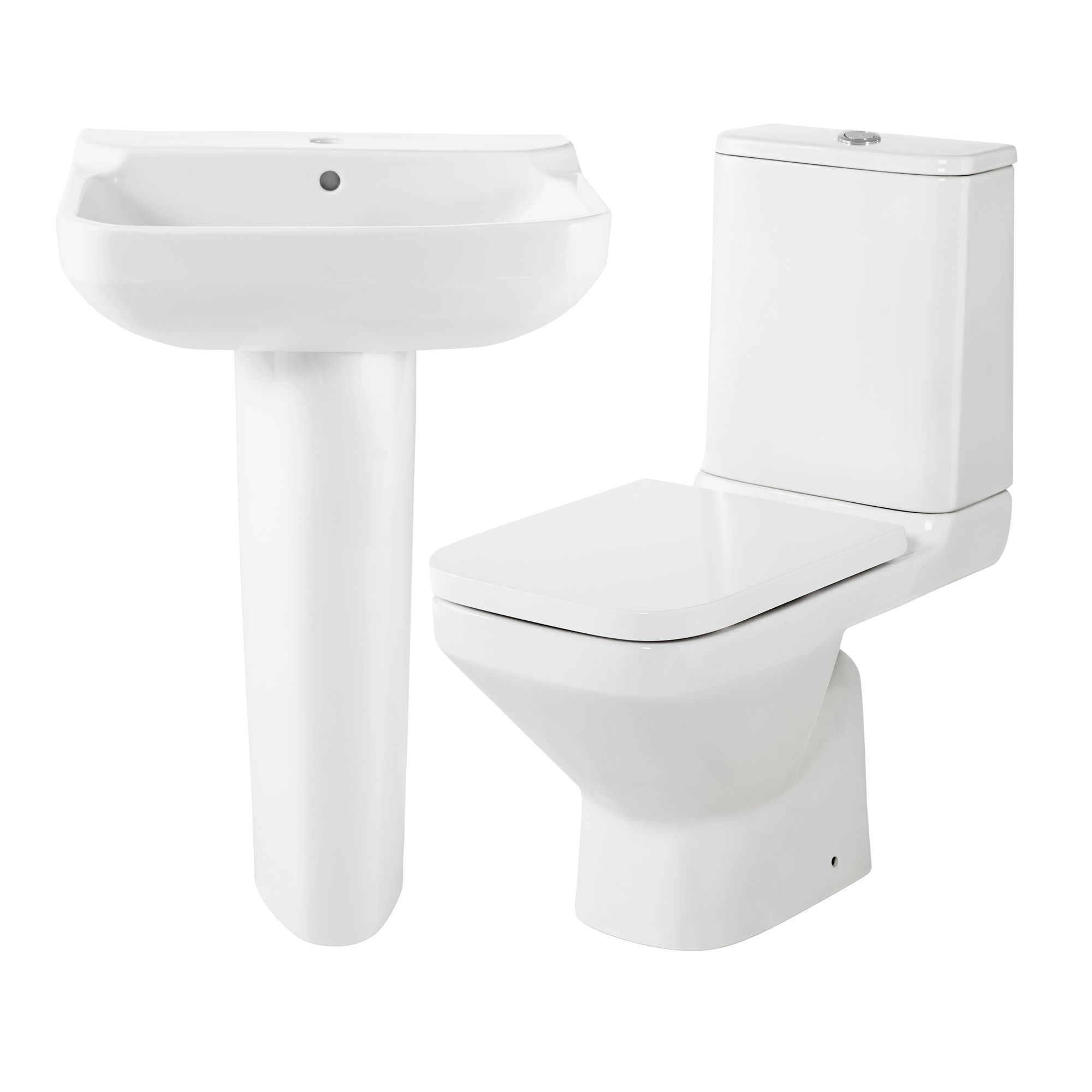 GoodHome Teesta White Close-coupled Floor-mounted Toilet & full pedestal basin (W)360mm (H)830mm