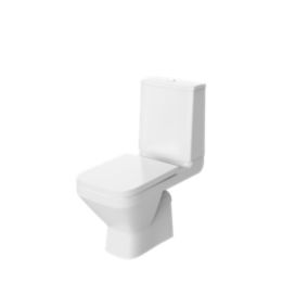 GoodHome Teesta White Open back close-coupled Square Toilet set with Soft close seat & Exposed cistern