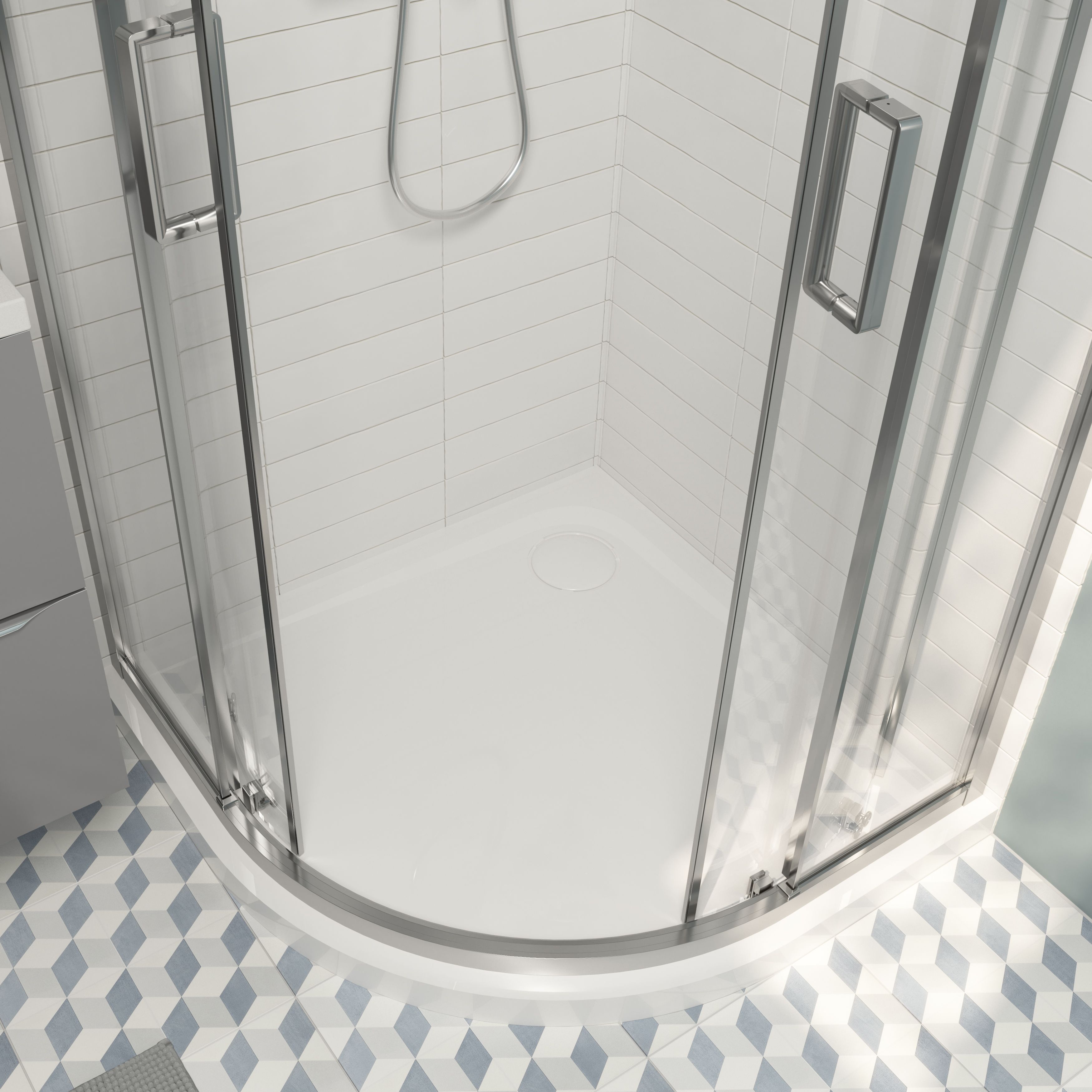 GoodHome Teesta White Quadrant Corner drain Shower tray (L)900mm (W)900mm (H) 27mm