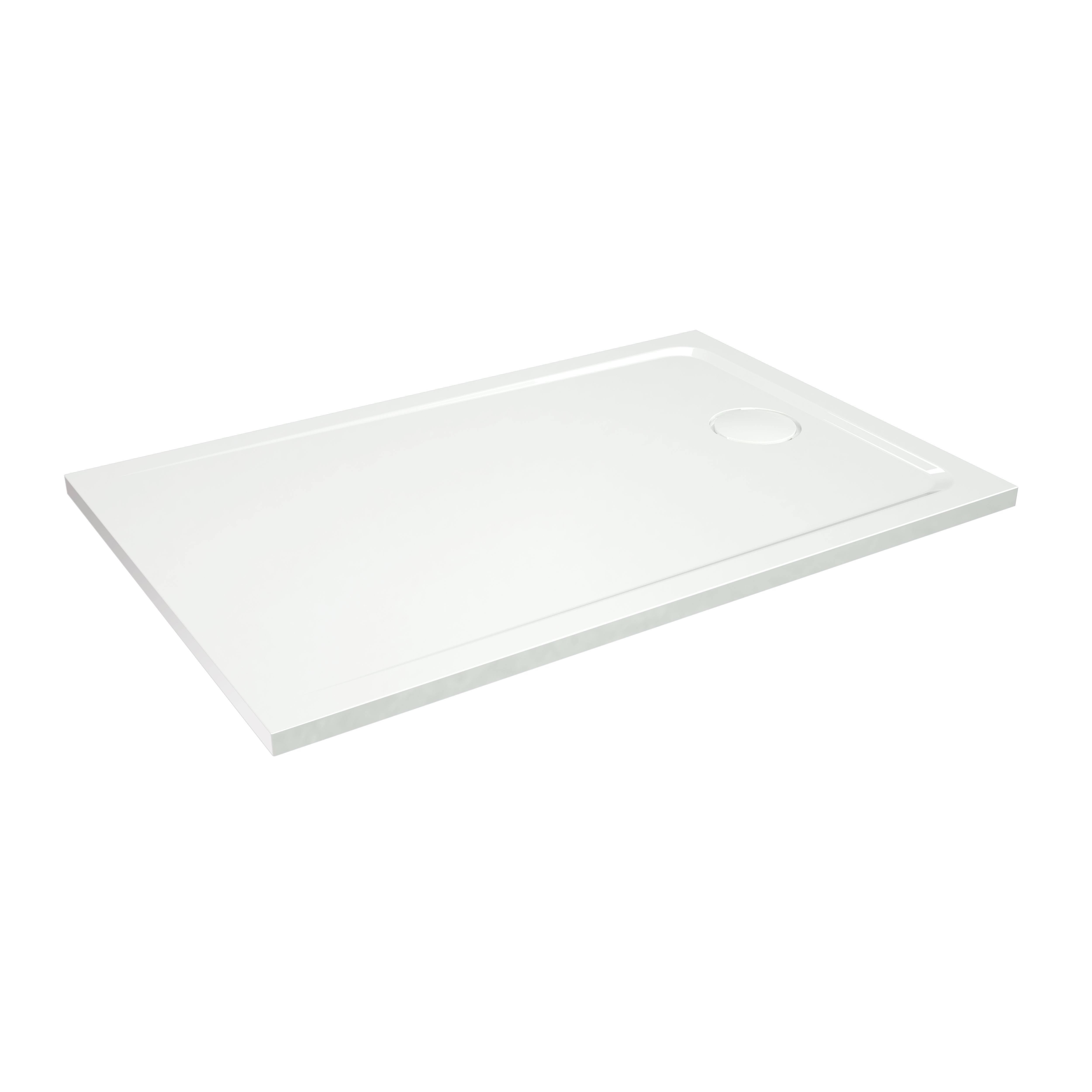 GoodHome Teesta White Rectangular End drain Shower tray (L)800mm (W)1200mm (H) 27mm