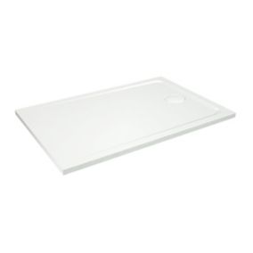 GoodHome Teesta White Rectangular End drain Shower tray (L)800mm (W)1200mm (H) 27mm