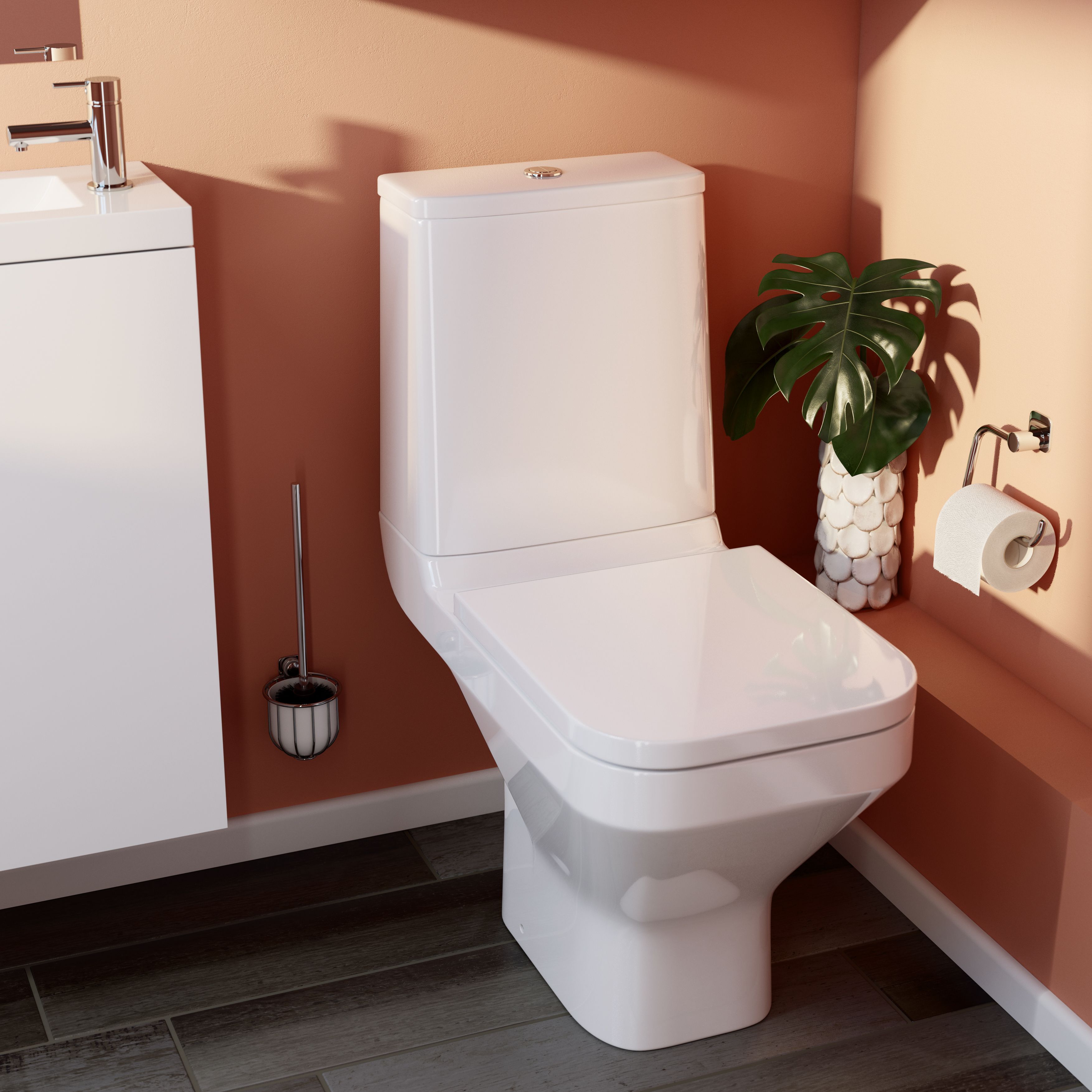 GoodHome Teesta White Rimless Close-coupled Toilet Soft close seat