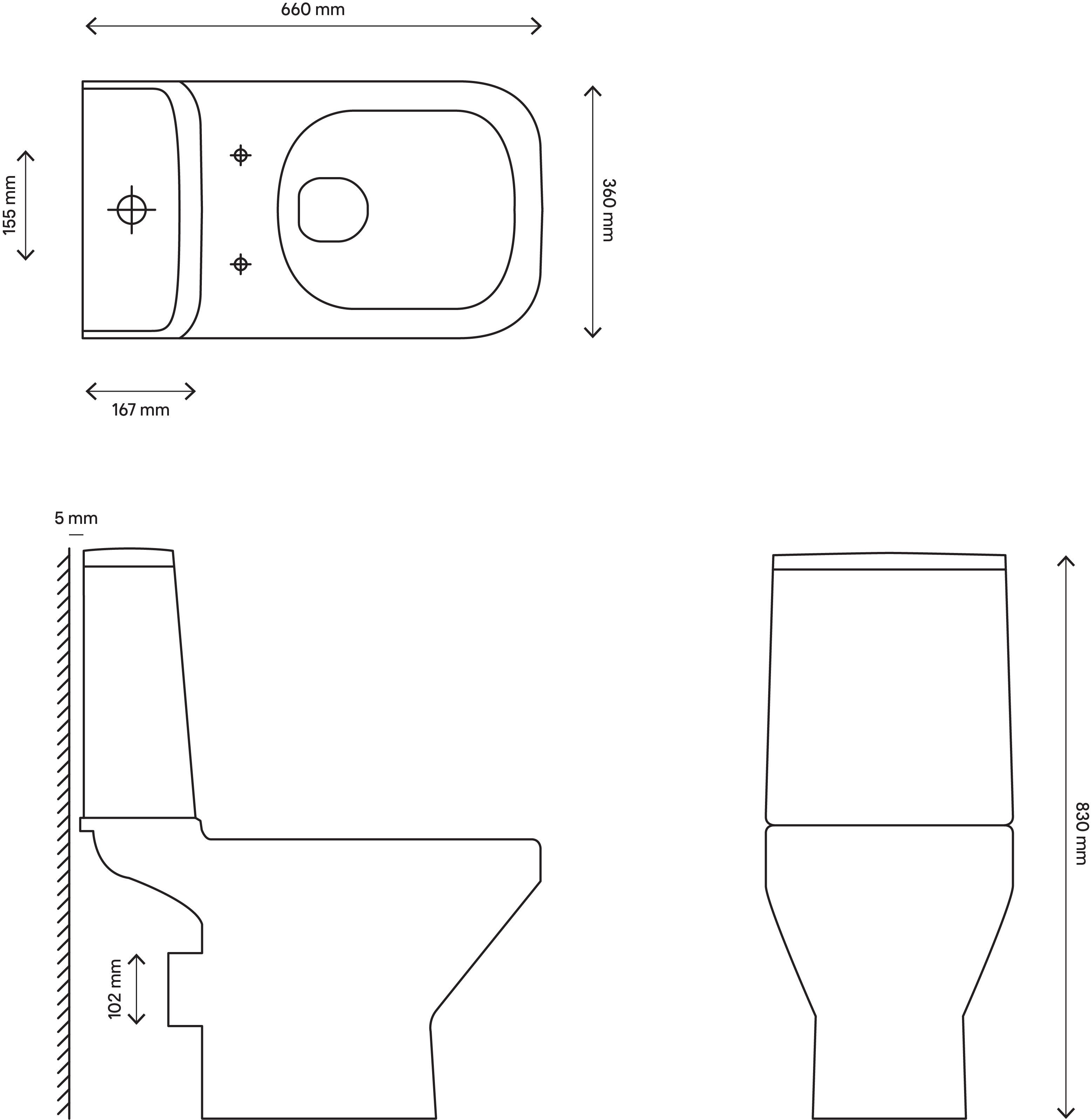 GoodHome Teesta White Rimless Close-coupled Toilet Soft close seat