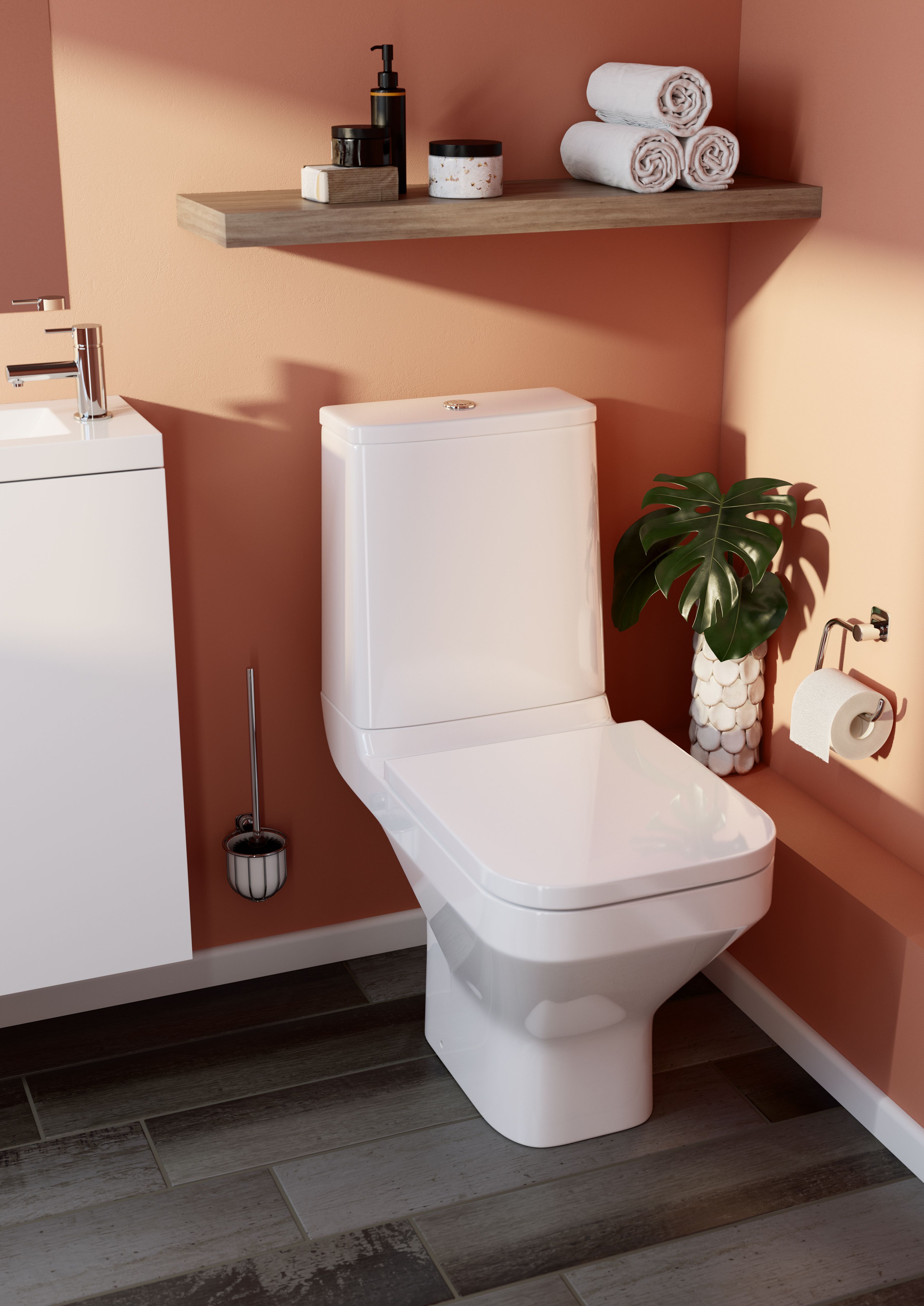 GoodHome Teesta White Rimless Close-coupled Toilet Soft close seat