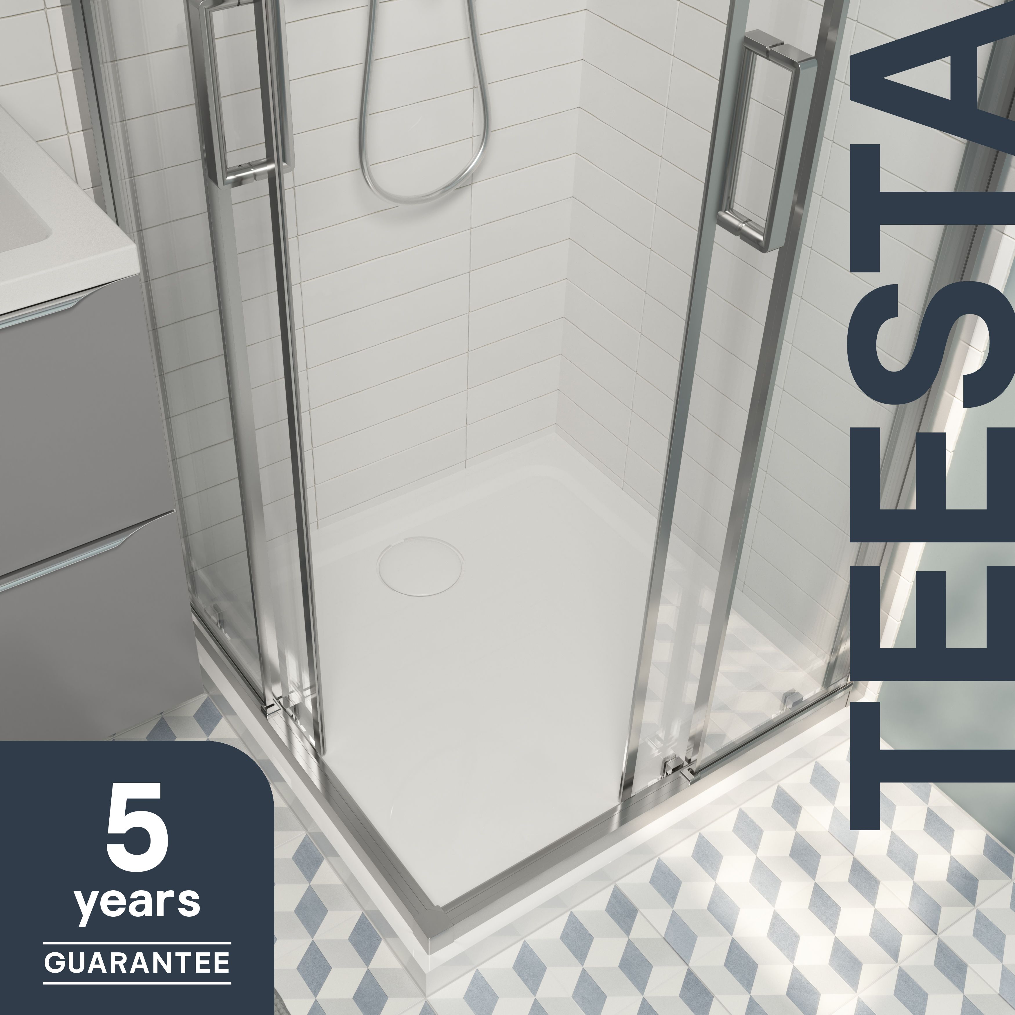 GoodHome Teesta White Square End drain Shower tray (L)800mm (W)800mm (H) 27mm