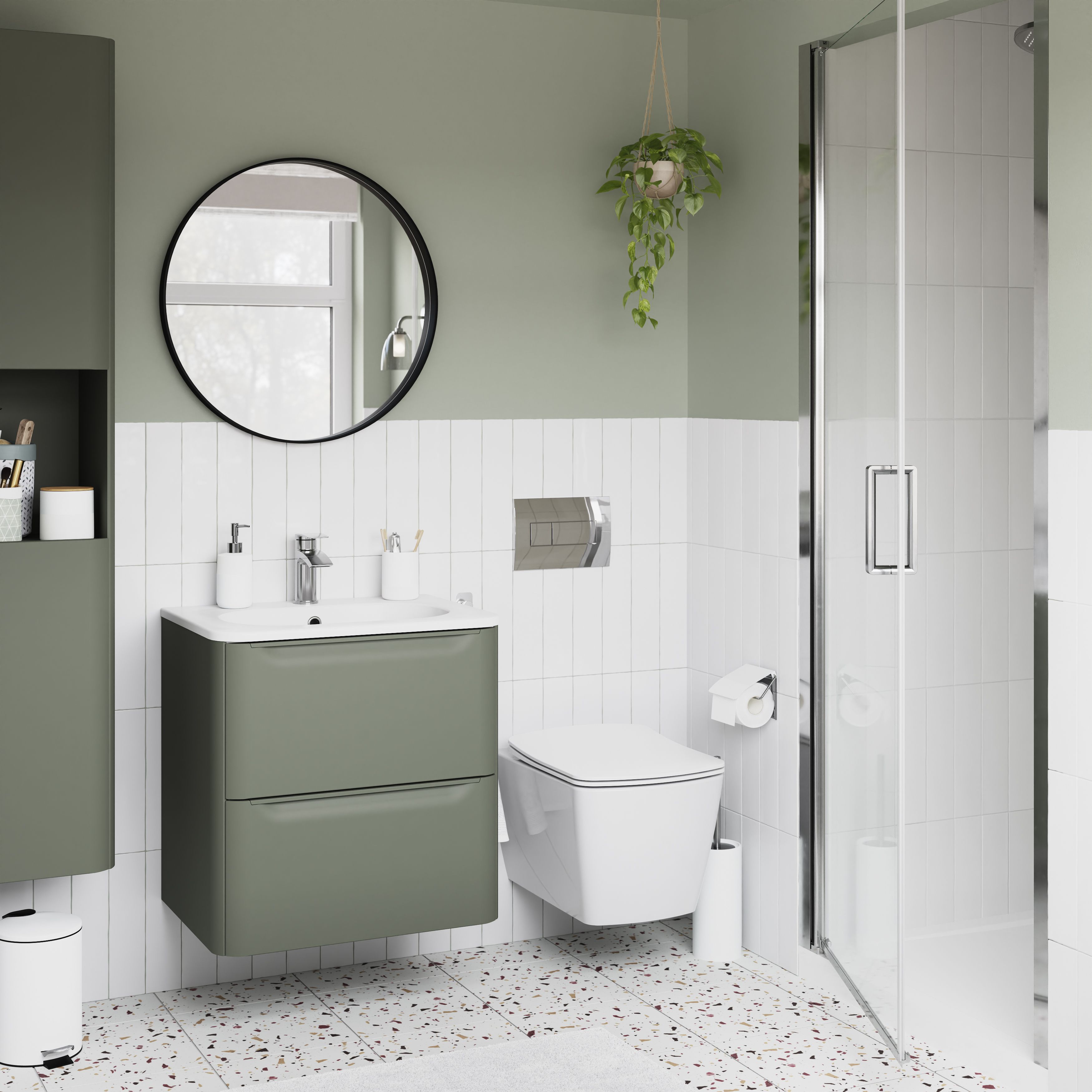 GoodHome Teesta White Square End drain Shower tray (L)800mm (W)800mm (H) 27mm