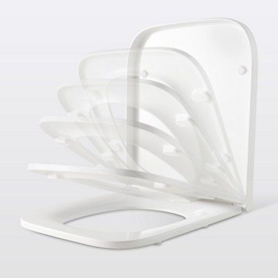 GoodHome Teesta White Square Soft close Toilet seat
