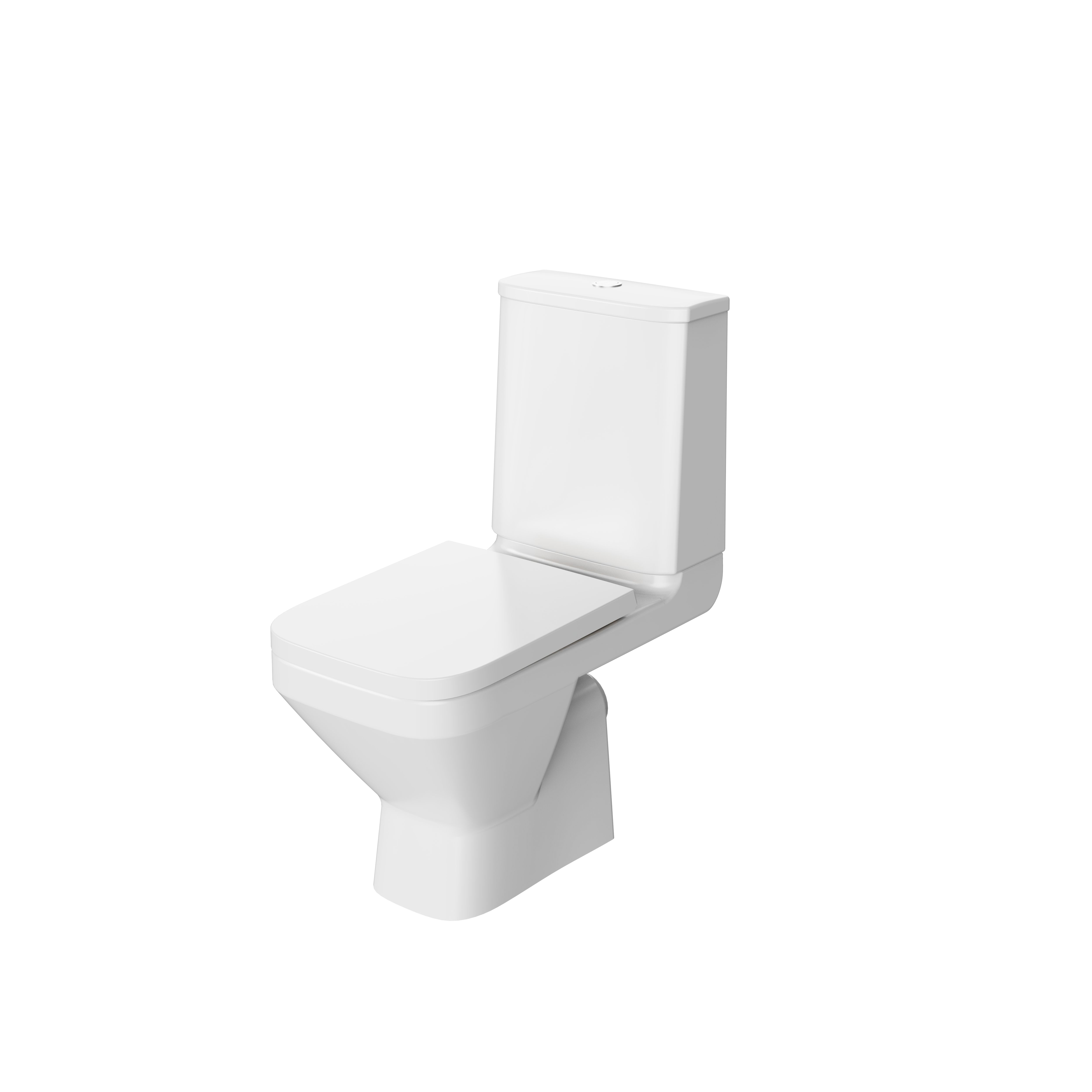 GoodHome Teesta White Standard Open back close-coupled Square Toilet set with Soft close seat & Exposed cistern