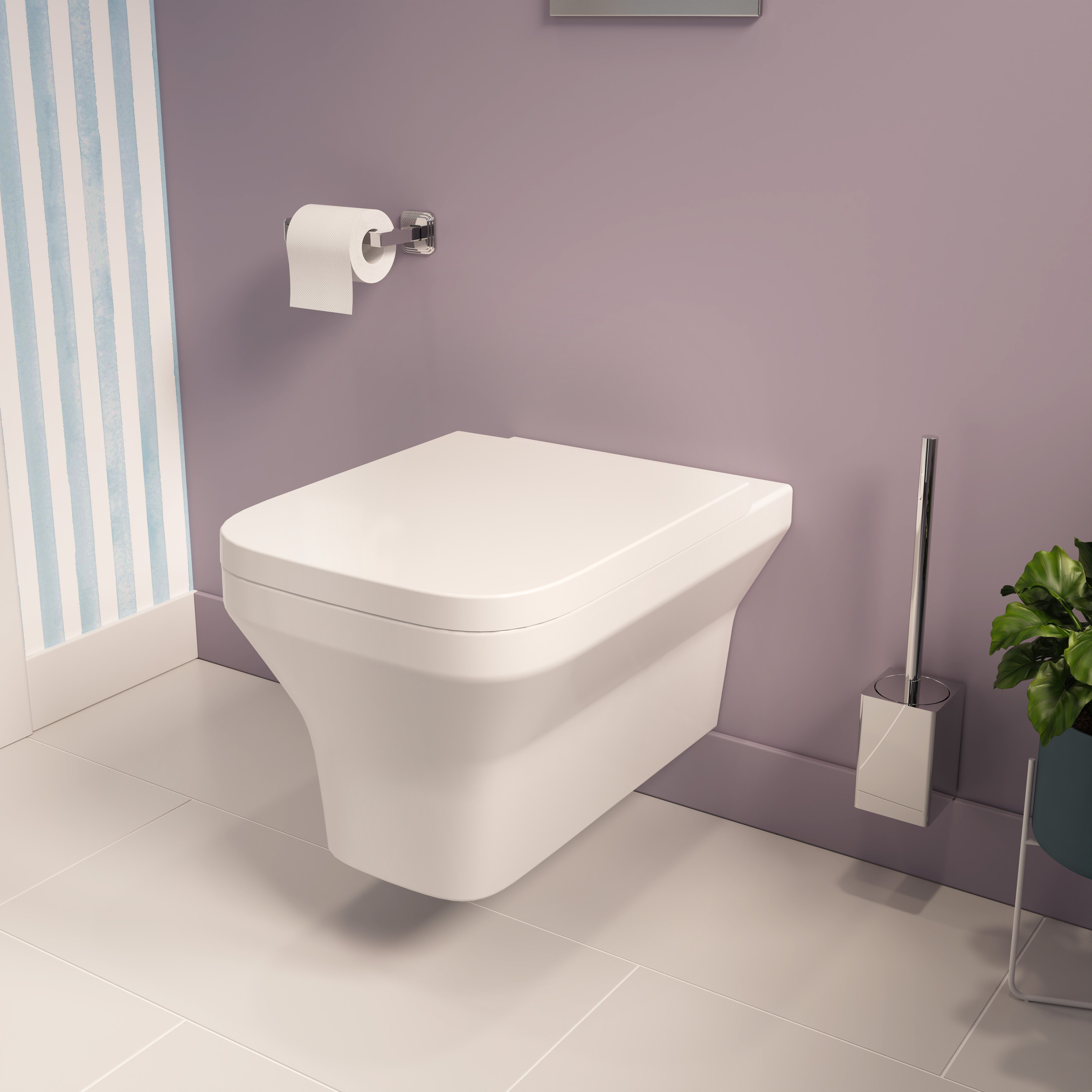 GoodHome Teesta White Vortex rimless Wall hung Square Toilet pan with ...