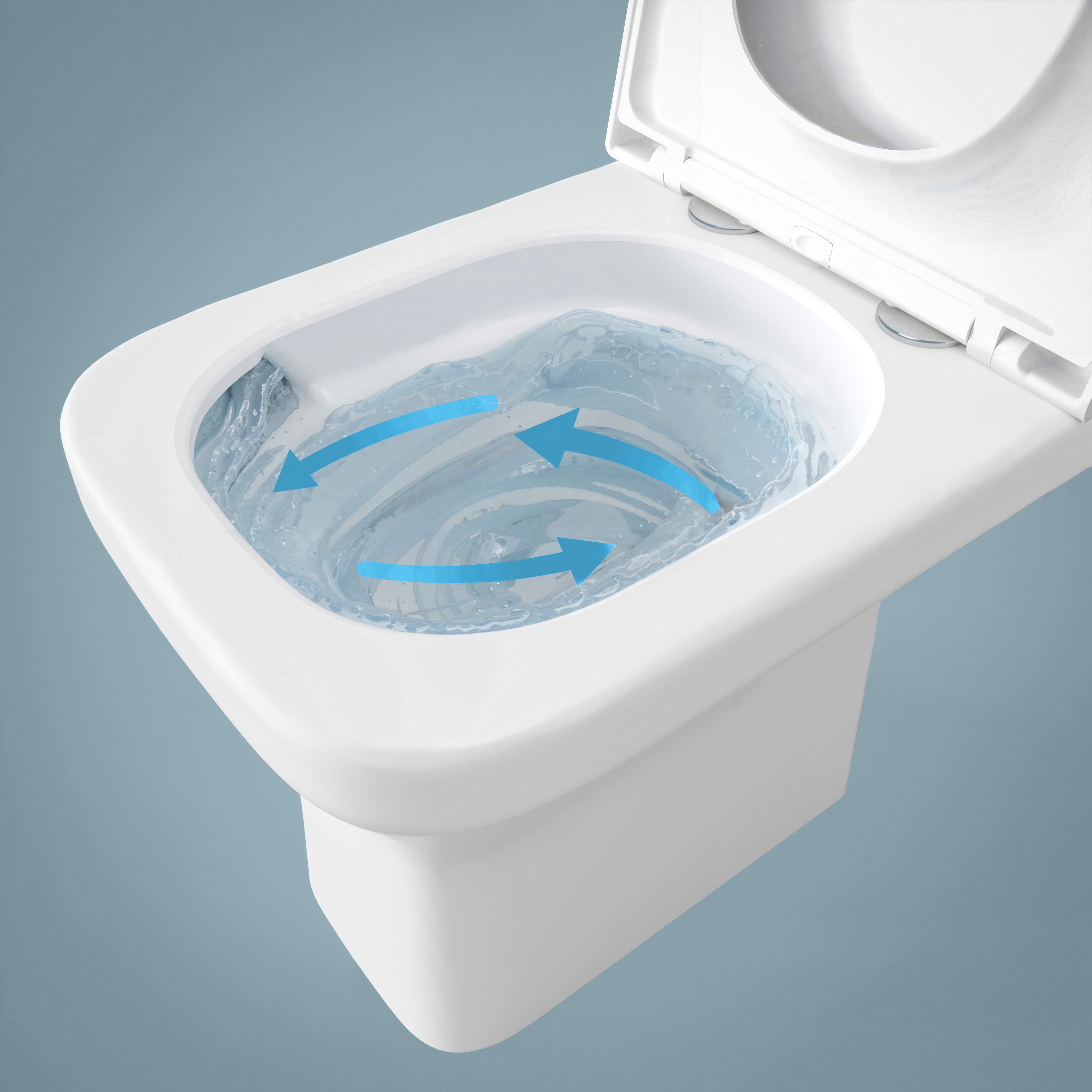 GoodHome Teesta White Vortex rimless Wall hung Square Toilet pan with ...