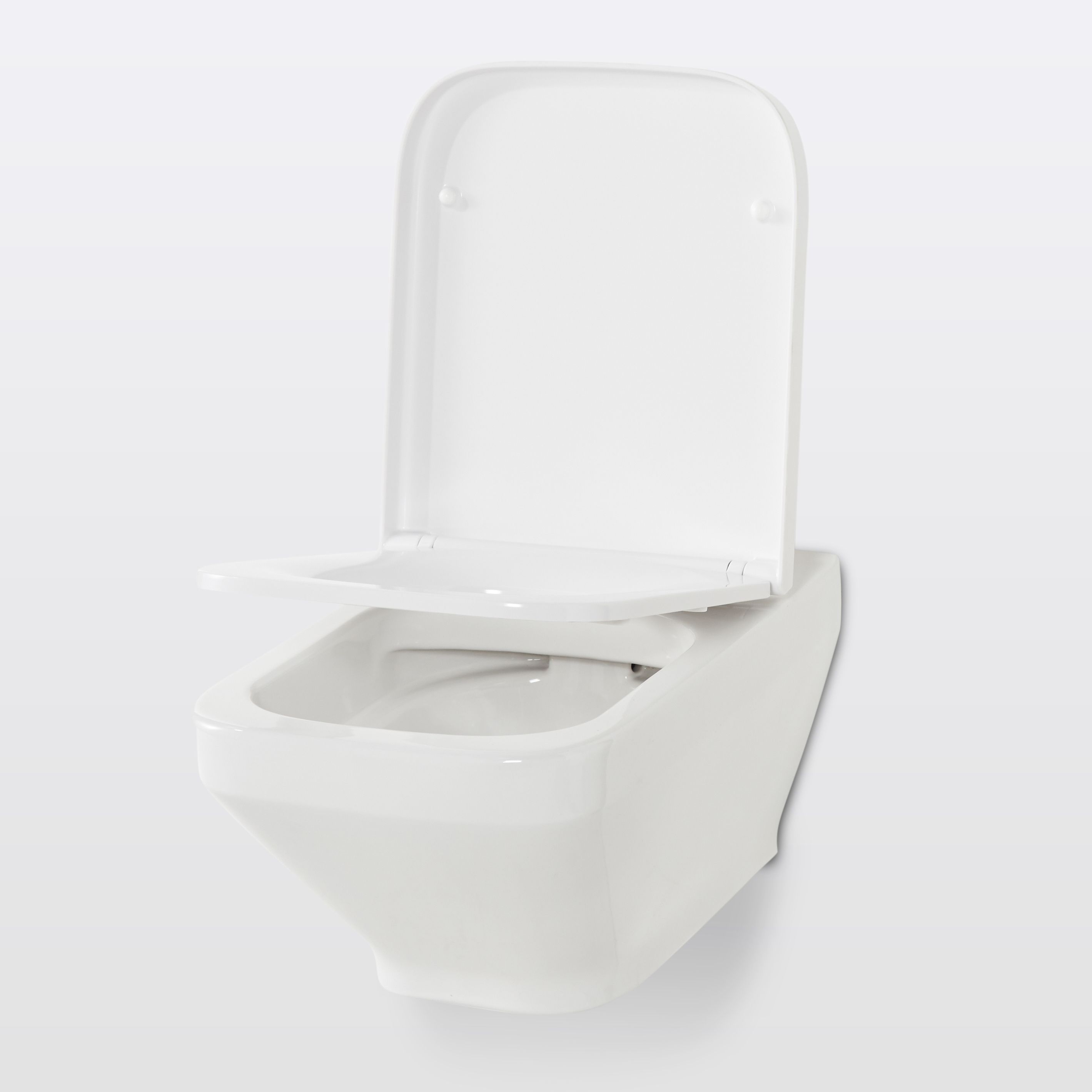 GoodHome Teesta White Wall hung Square Toilet with Soft close seat