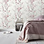 GoodHome Teff Pink Floral Textured Wallpaper Sample