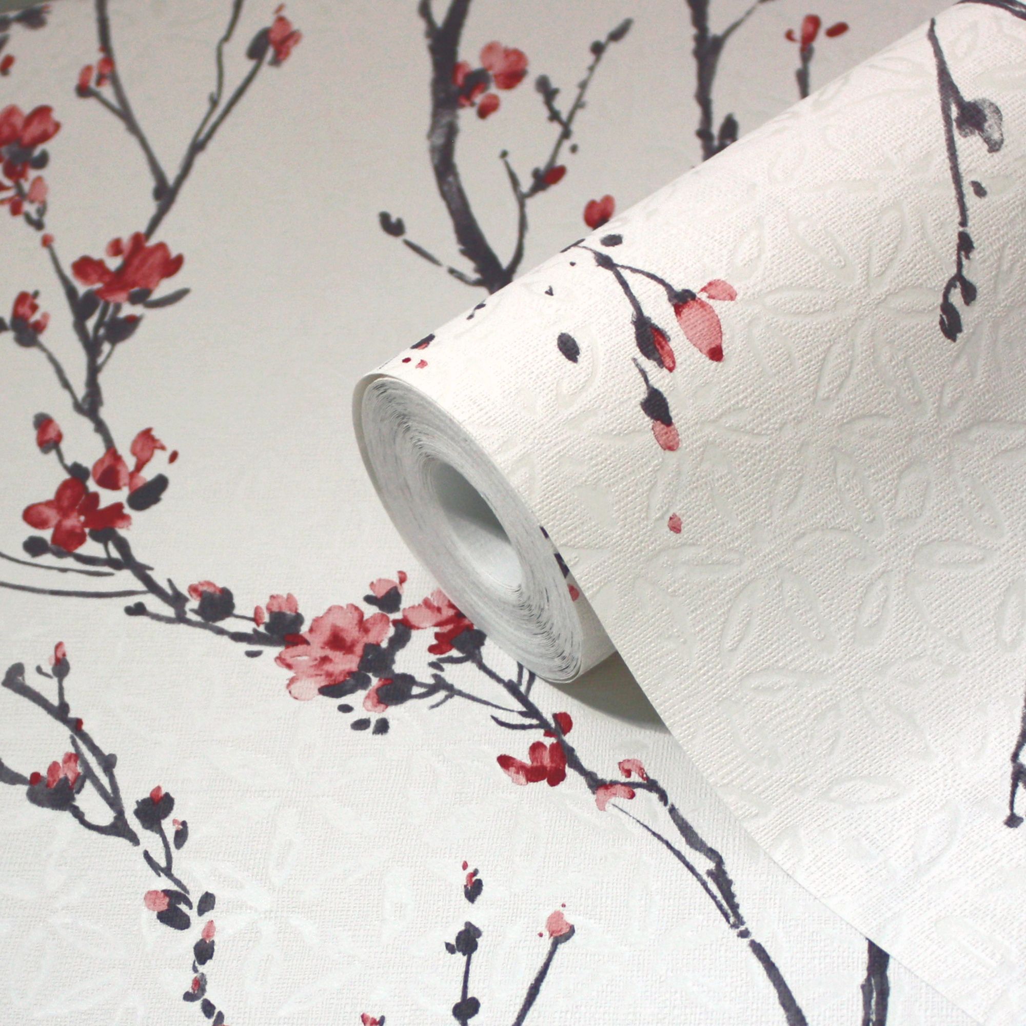 GoodHome Teff Pink Floral Textured Wallpaper Sample