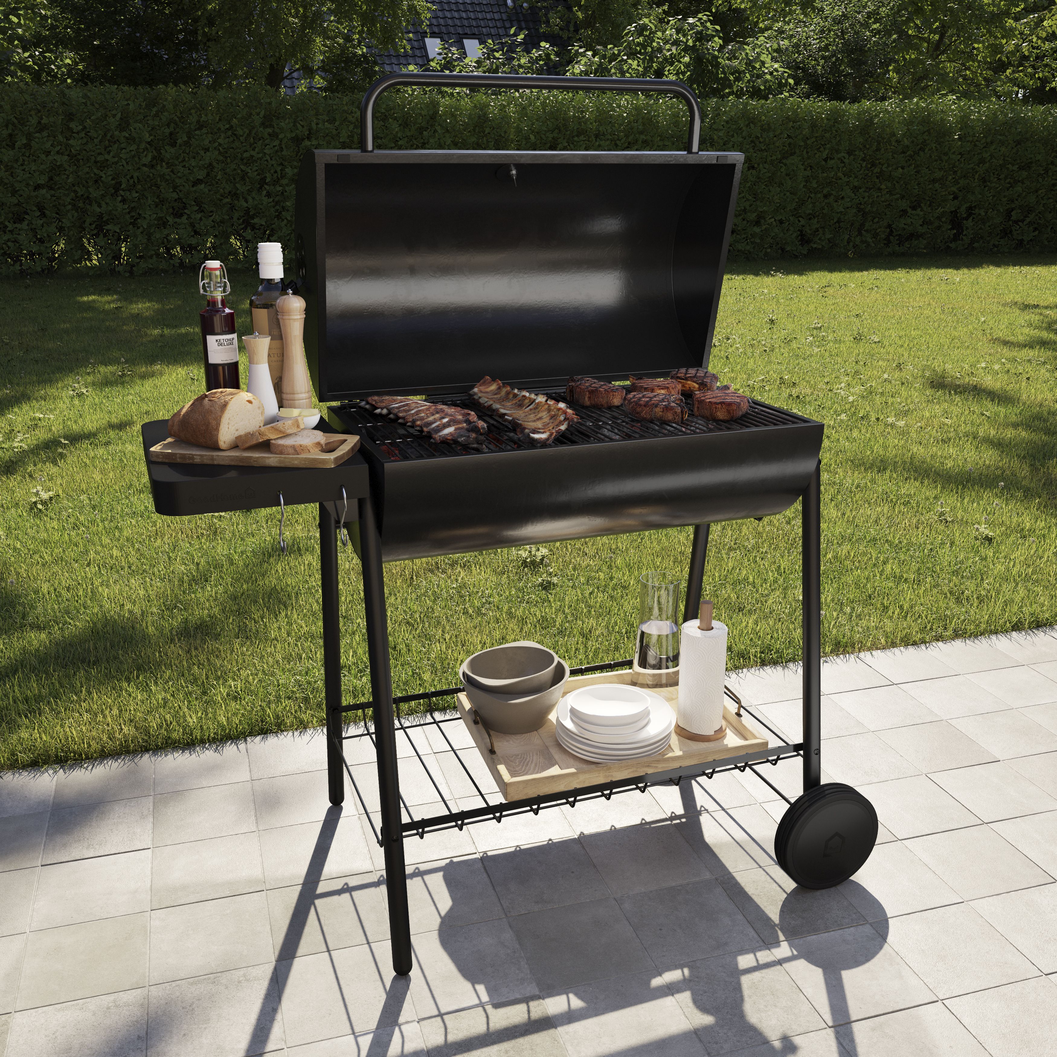 GoodHome Tehama Black Charcoal BBQ 360 x 395mm x 2pcs